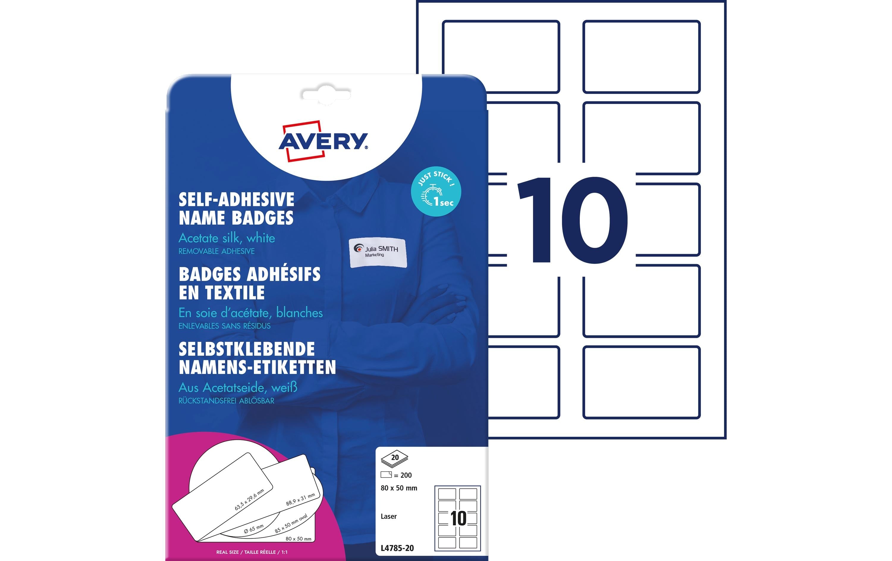Avery Zweckform Namensetiketten L4785-20 80 x 50 mm