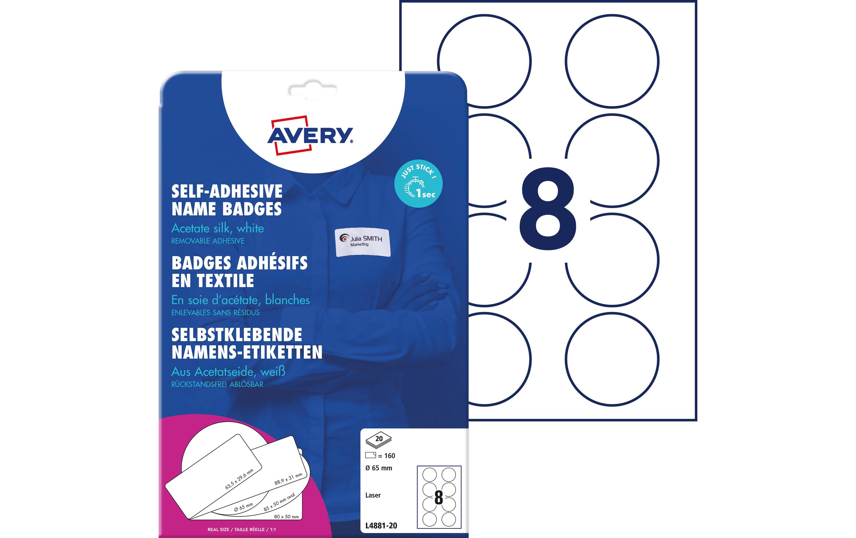 Avery Zweckform Namensetiketten Ø 65 mm, 20 Blatt