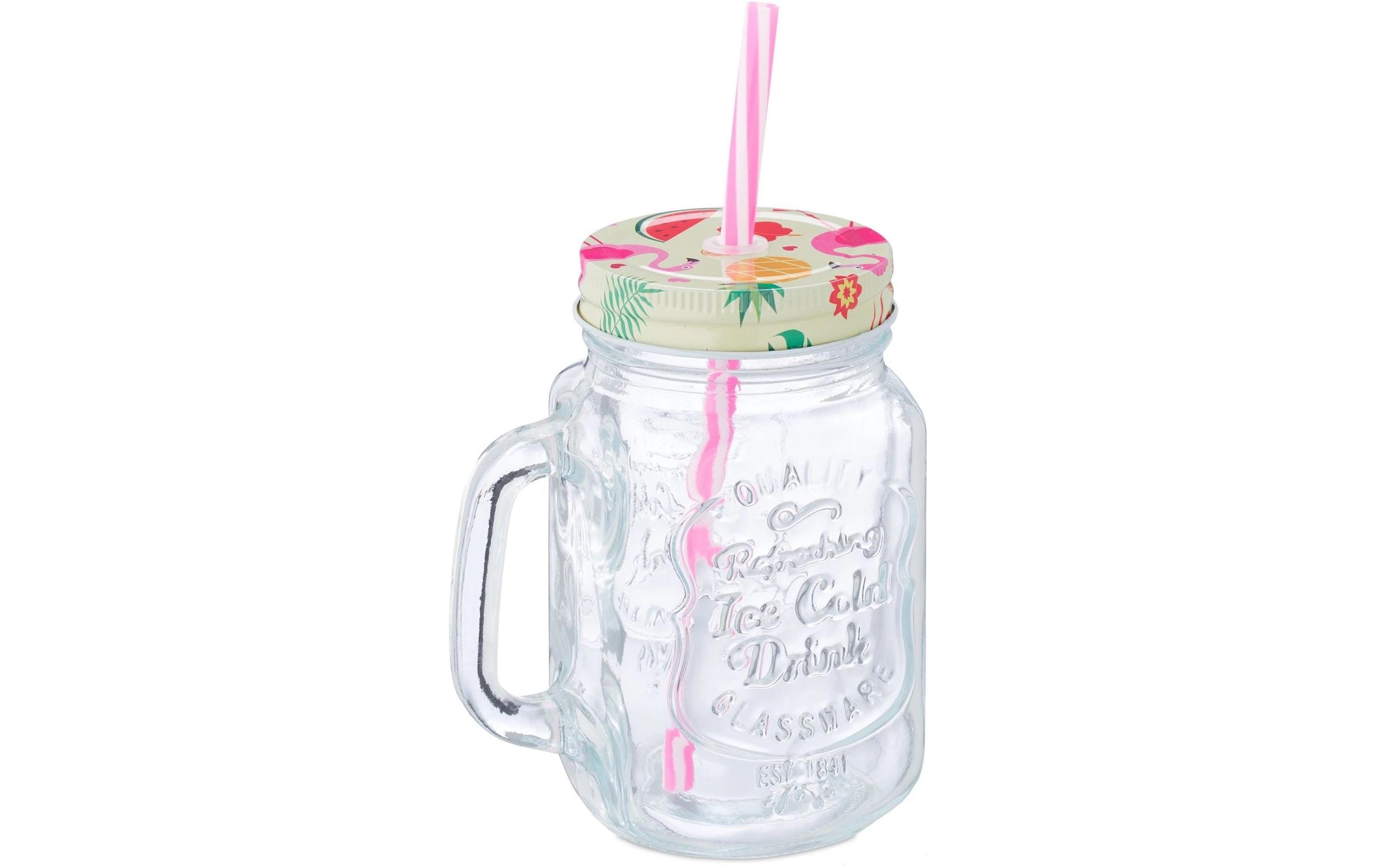 relaxdays Trinkkrug Flamingo 500 ml, 12 Stück