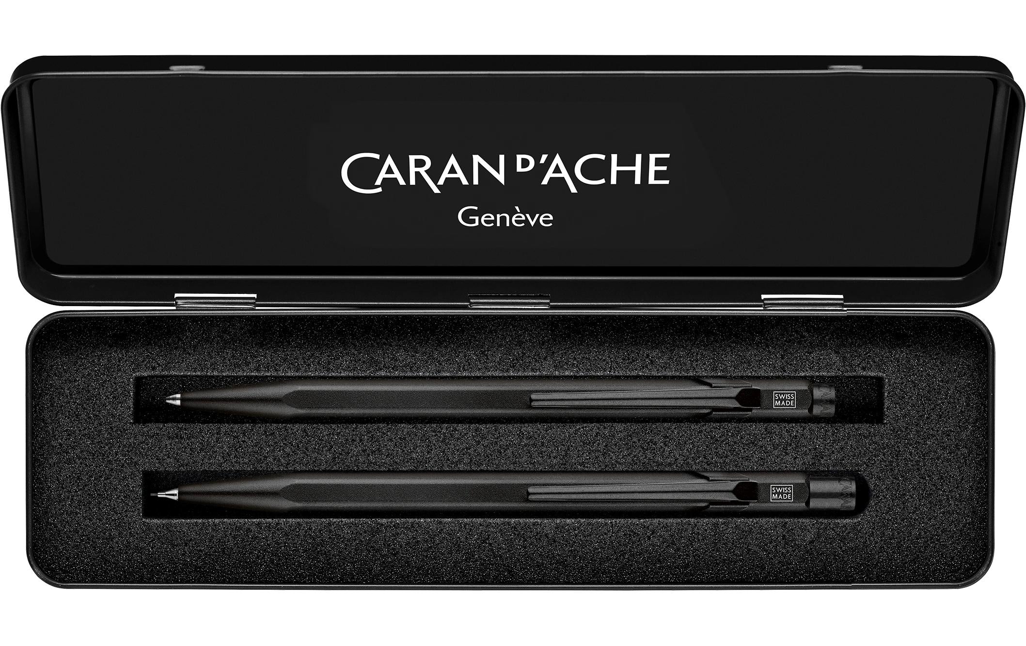 Caran d'Ache Schreibset 849 und 844, Black Code 0.7 mm; 1 mm, Schwarz