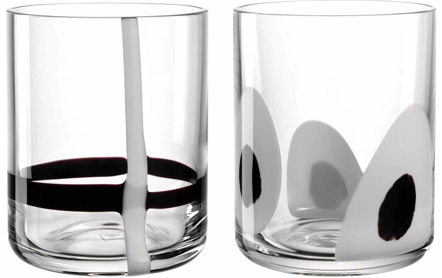 Leonardo Trinkbecher Banda Nera 300 ml, 2 Stück, Schwarz/Transparent