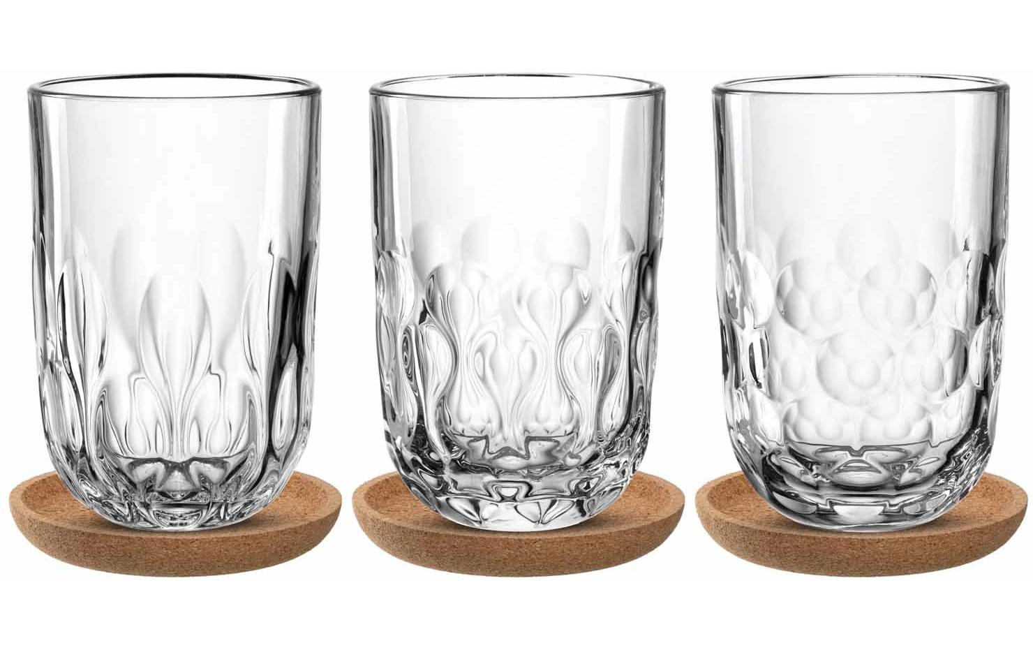 Leonardo Cappuccino Becher Gocce mit Untersetzer 380 ml, Transparent