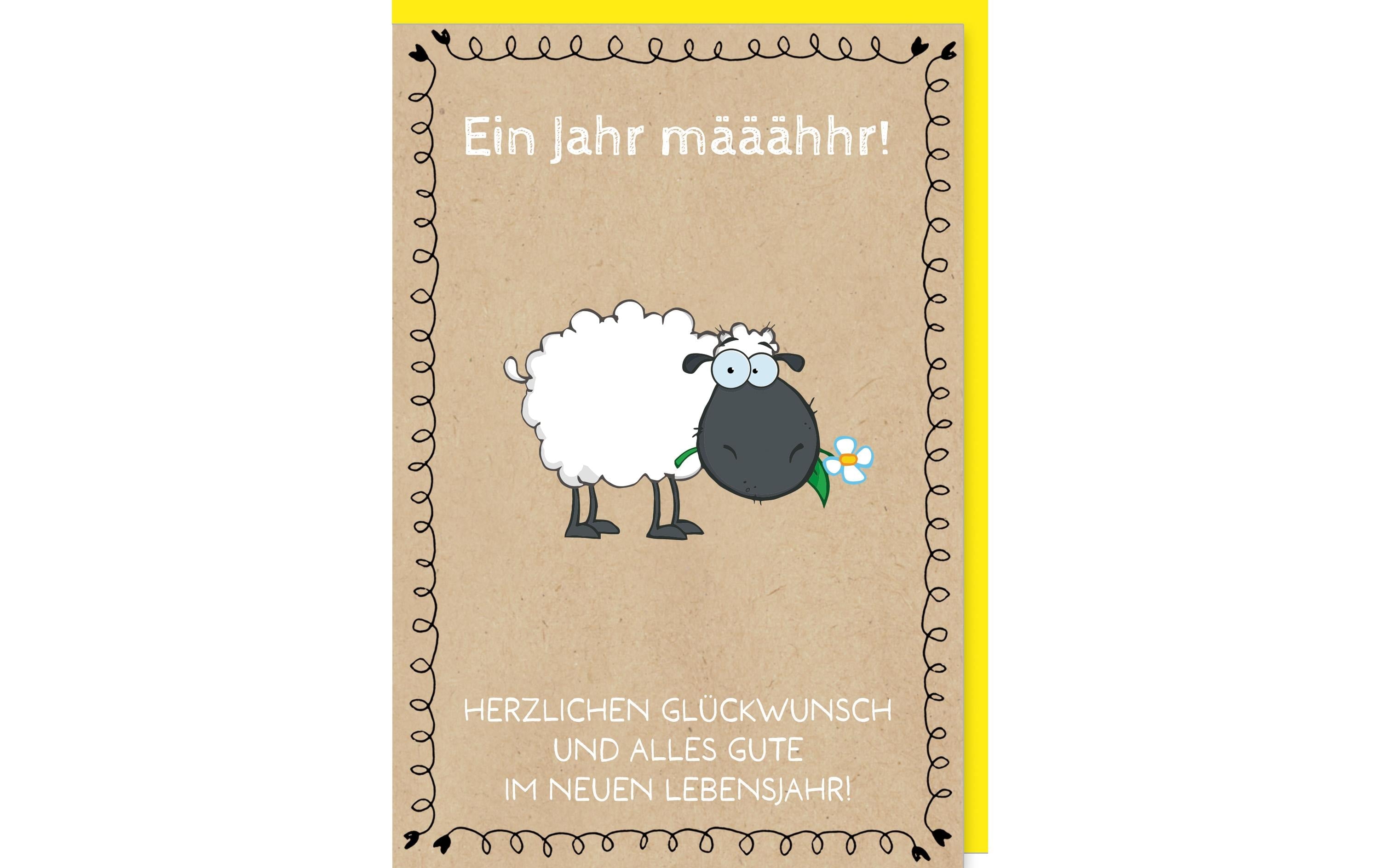 Braun + Company Geburtstagskarte Schaf 11.5 x 17 cm