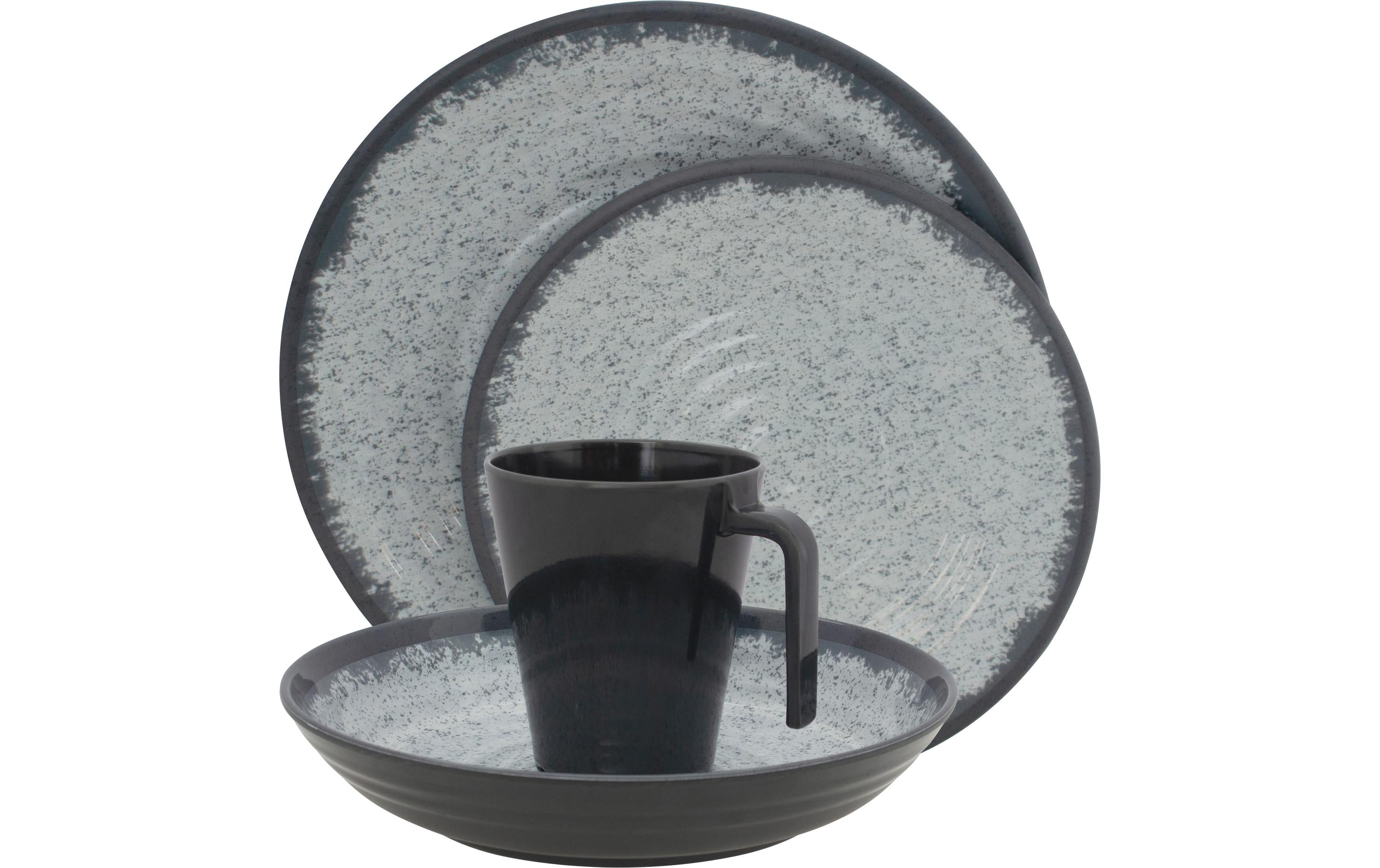 Eurotrail Speise-Service Rock Melamine 16 Stück, Anthrazit