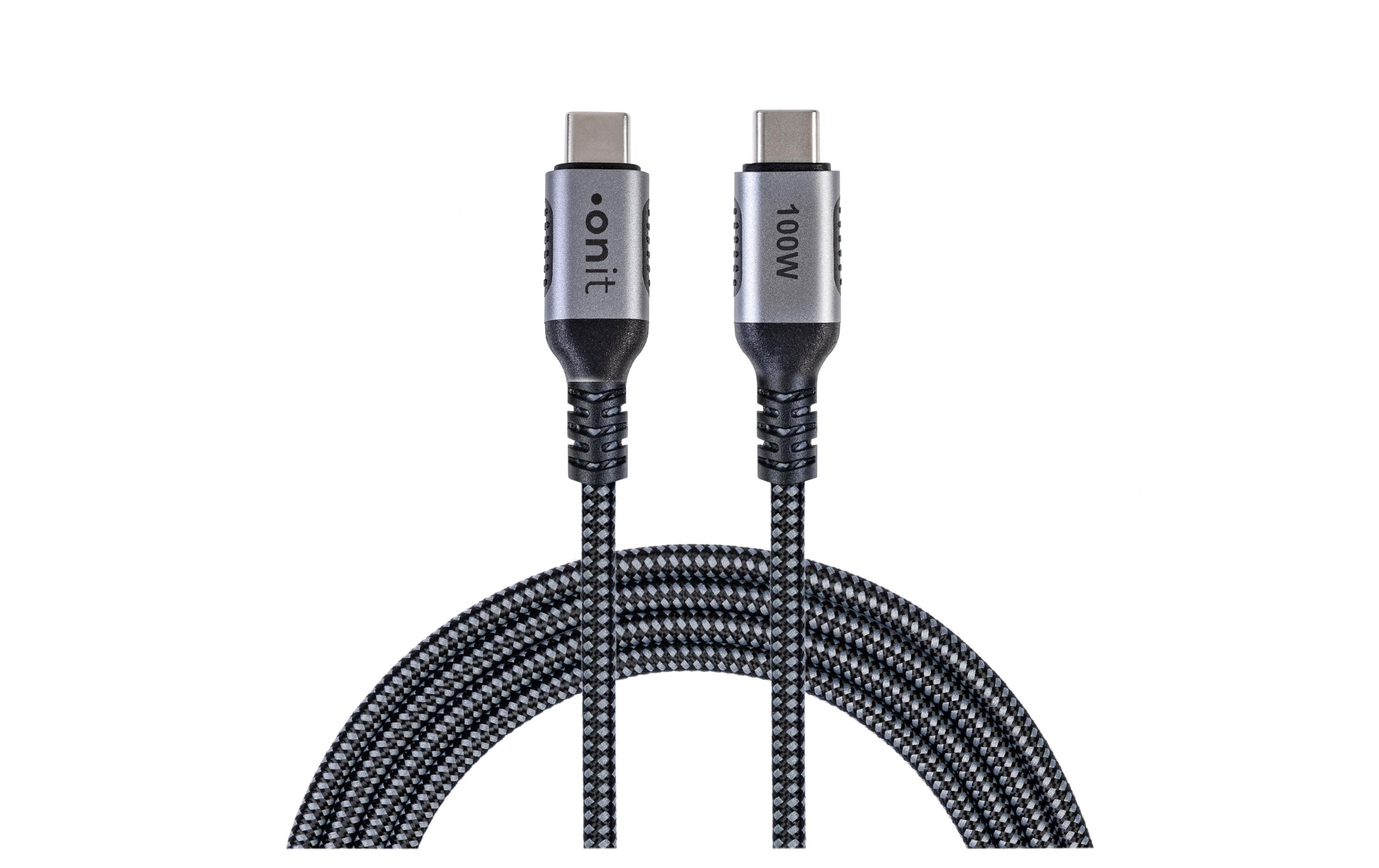 onit USB 3.1-Kabel USB C - USB C 2 m, Grau/Schwarz