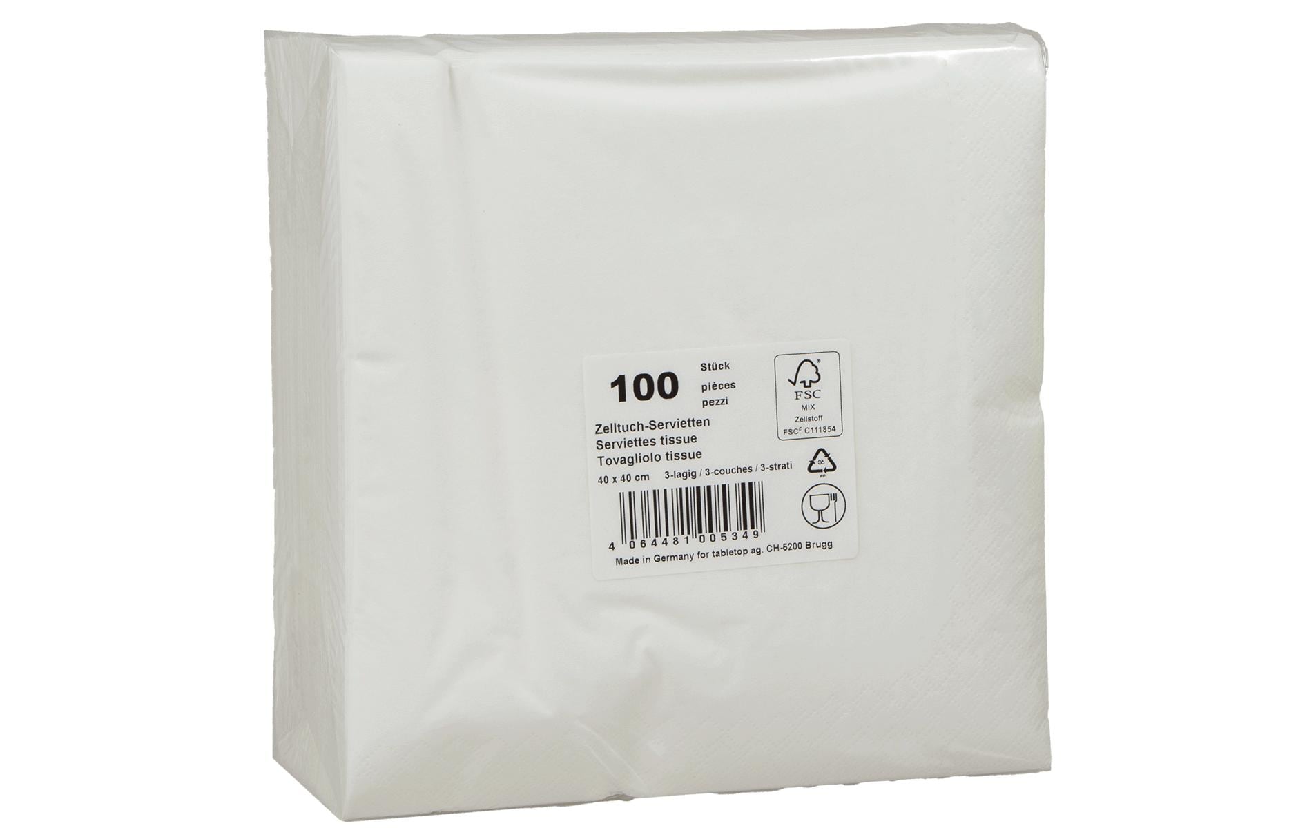 ELCO Papierservietten 40 cm x 40 cm, 100 Stück, Weiss