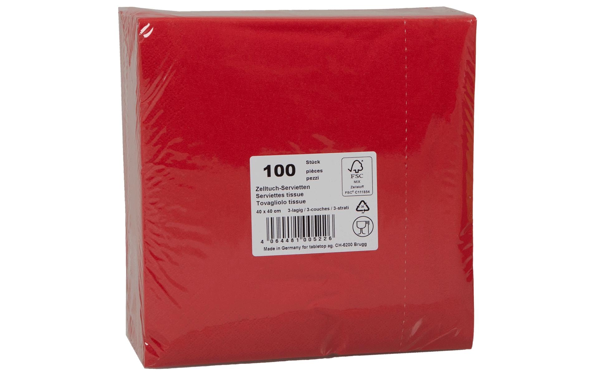ELCO Papierservietten 40 cm x 40 cm, 100 Stück, Rubinrot
