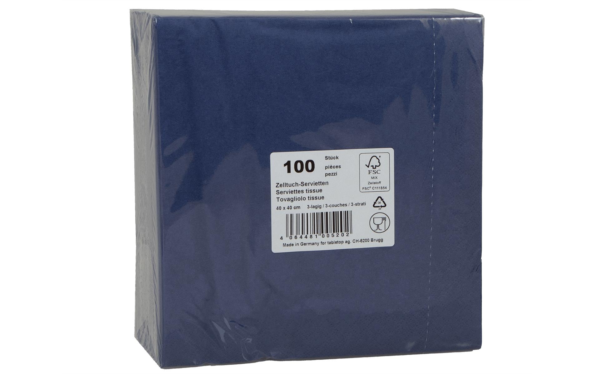 ELCO Papierservietten 40 cm x 40 cm, 100 Stück, Blau