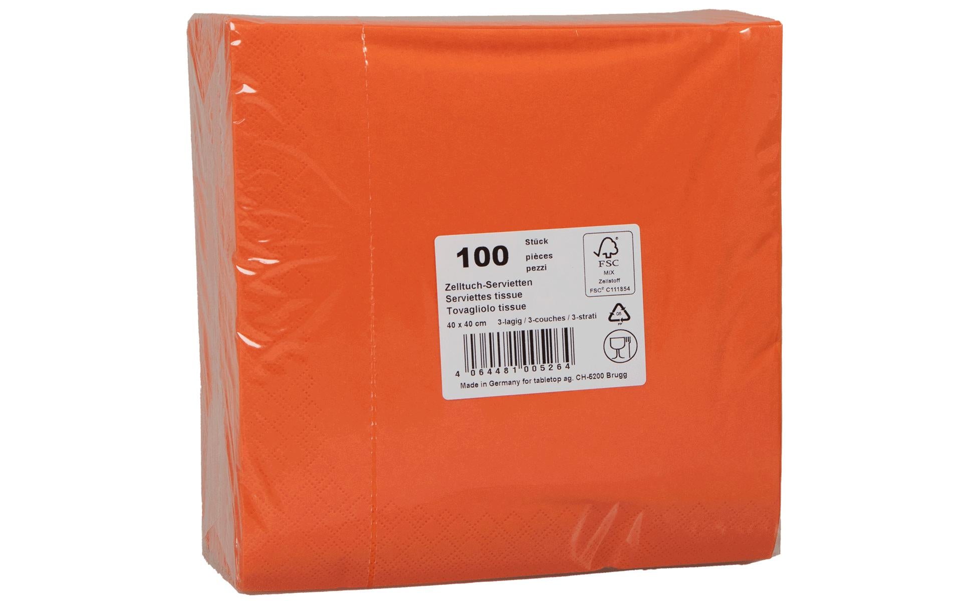ELCO Papierservietten 40 cm x 40 cm, 100 Stück, Orange