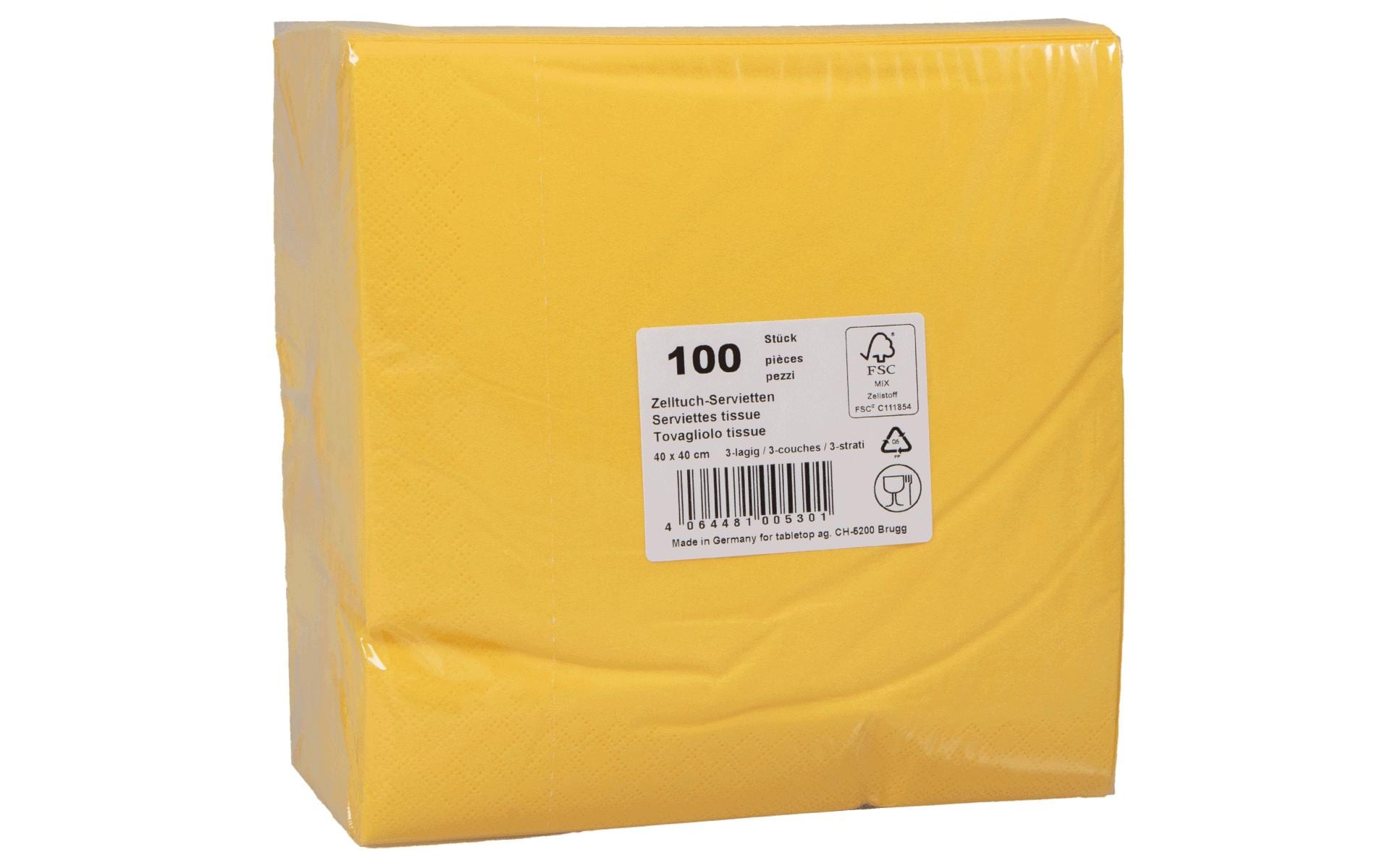 ELCO Papierservietten 40 cm x 40 cm, 100 Stück, Gelb