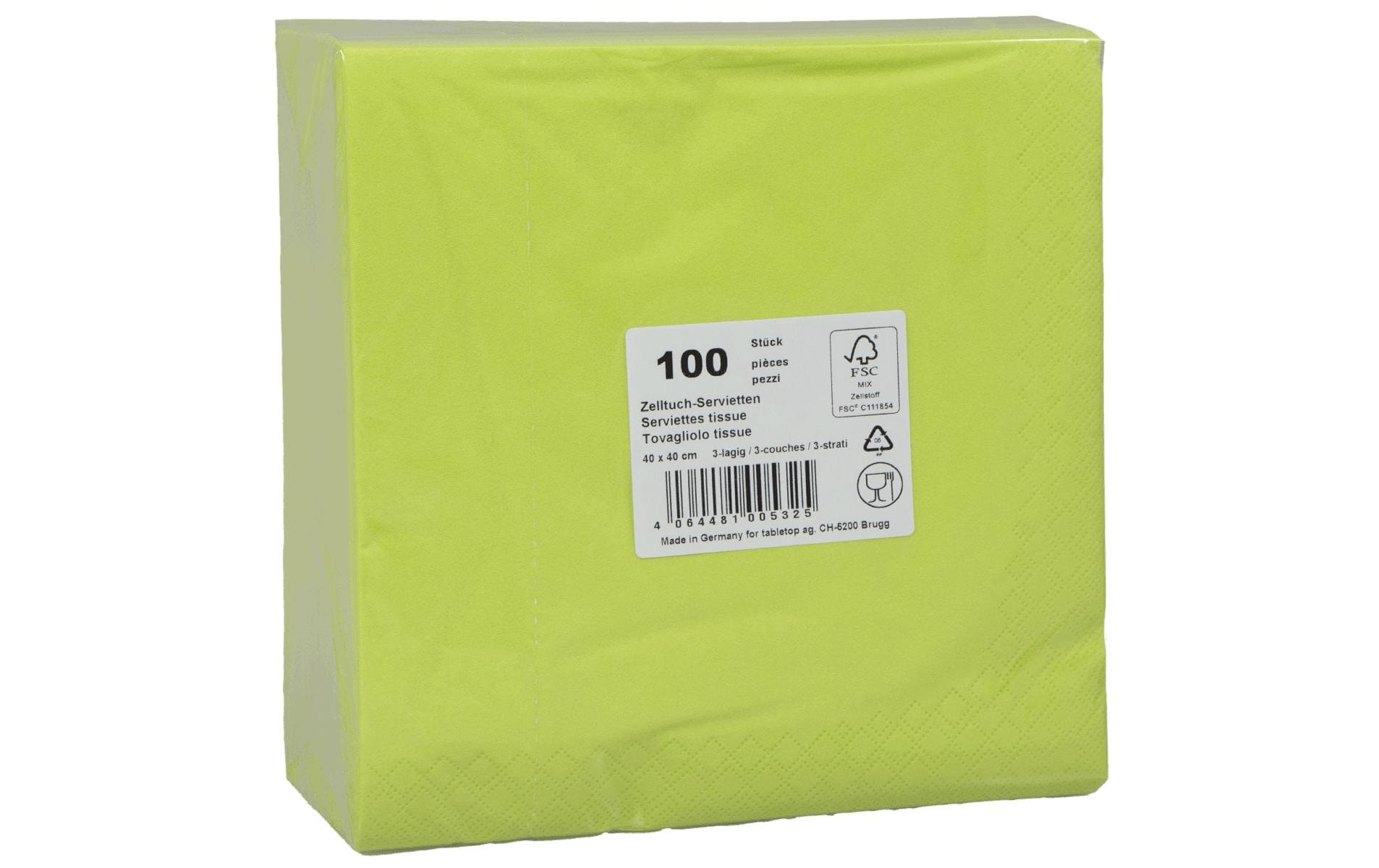 ELCO Papierservietten 40 cm x 40 cm, 100 Stück, Grün