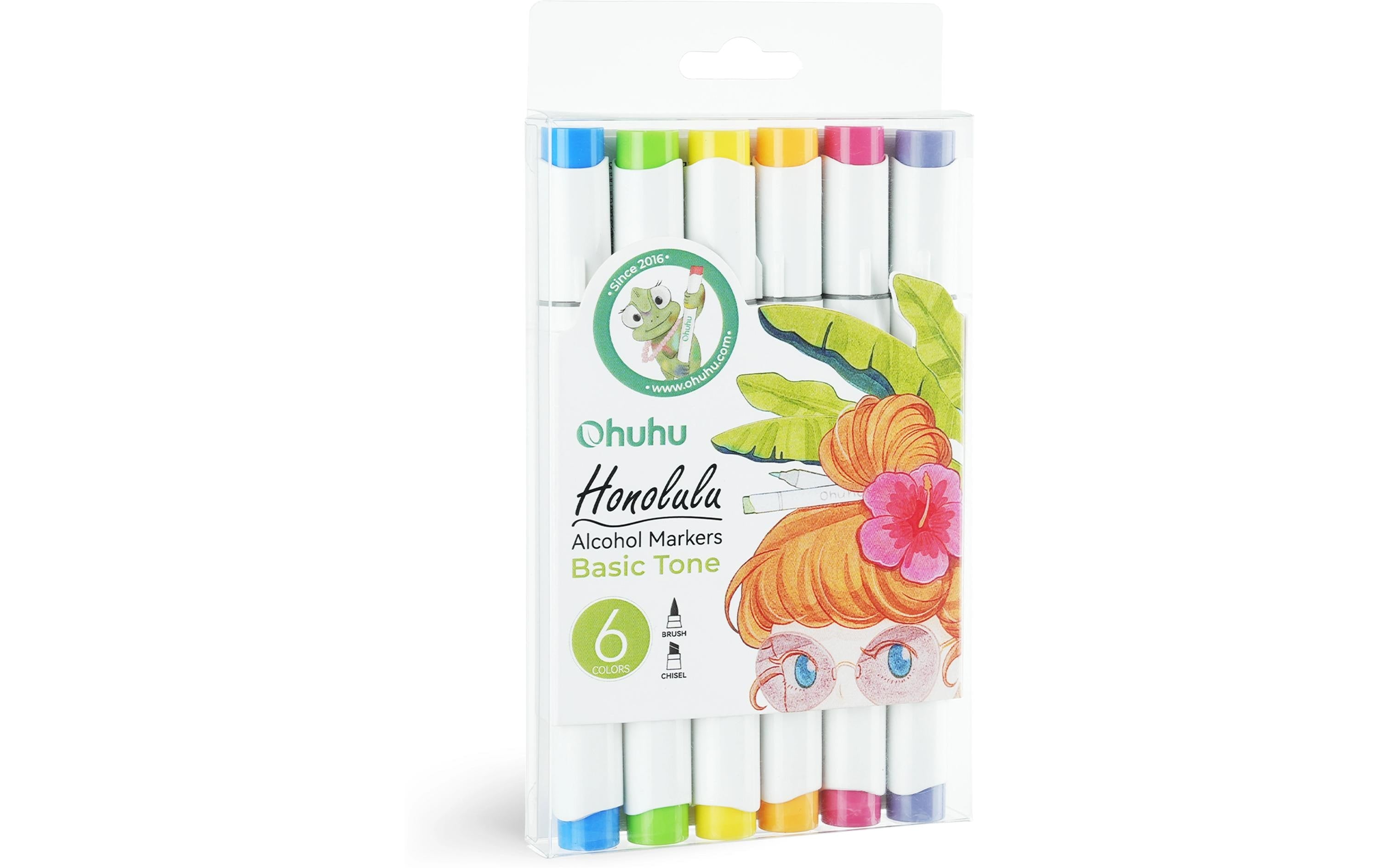 Ohuhu Permanent-Marker Honolulu Kunstmarker Grundfarben 6 Stück