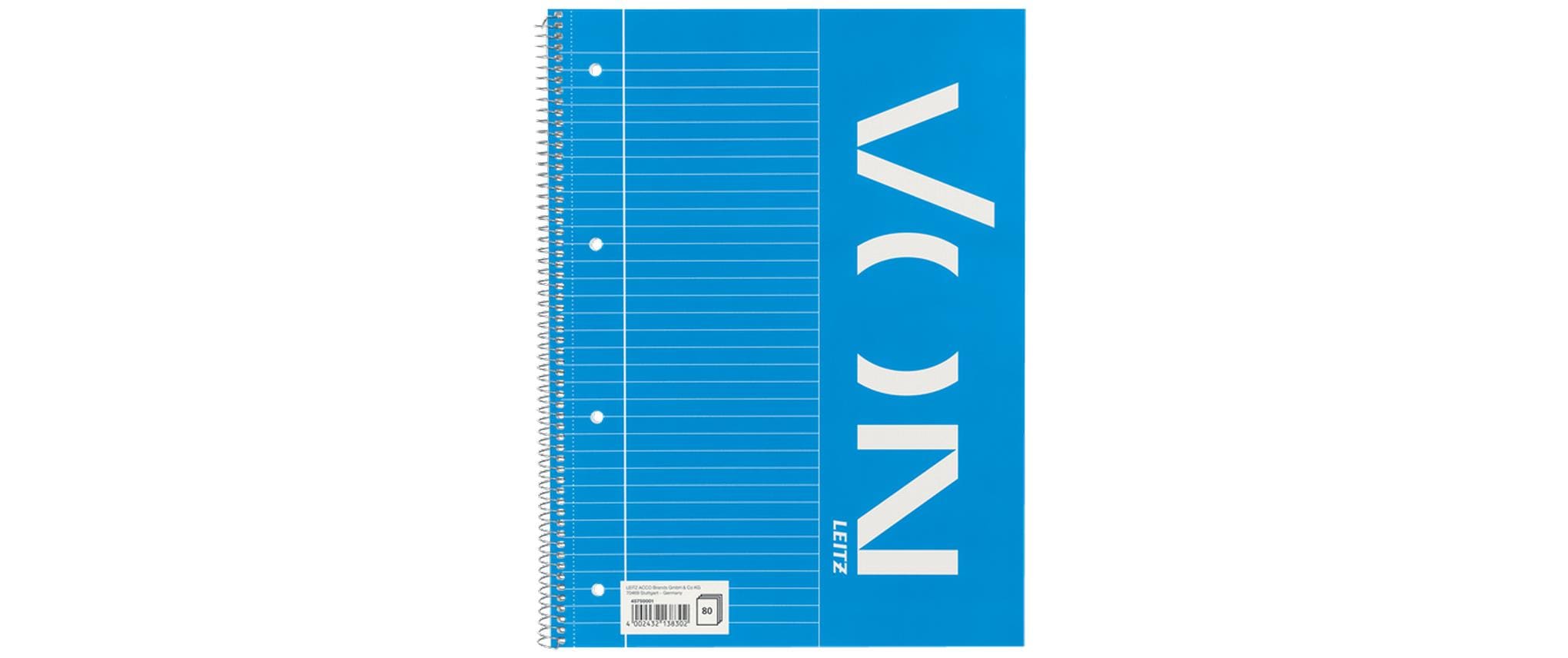 VON Notizblock A4 liniert, 80 Blatt, Blau, 5 Stück