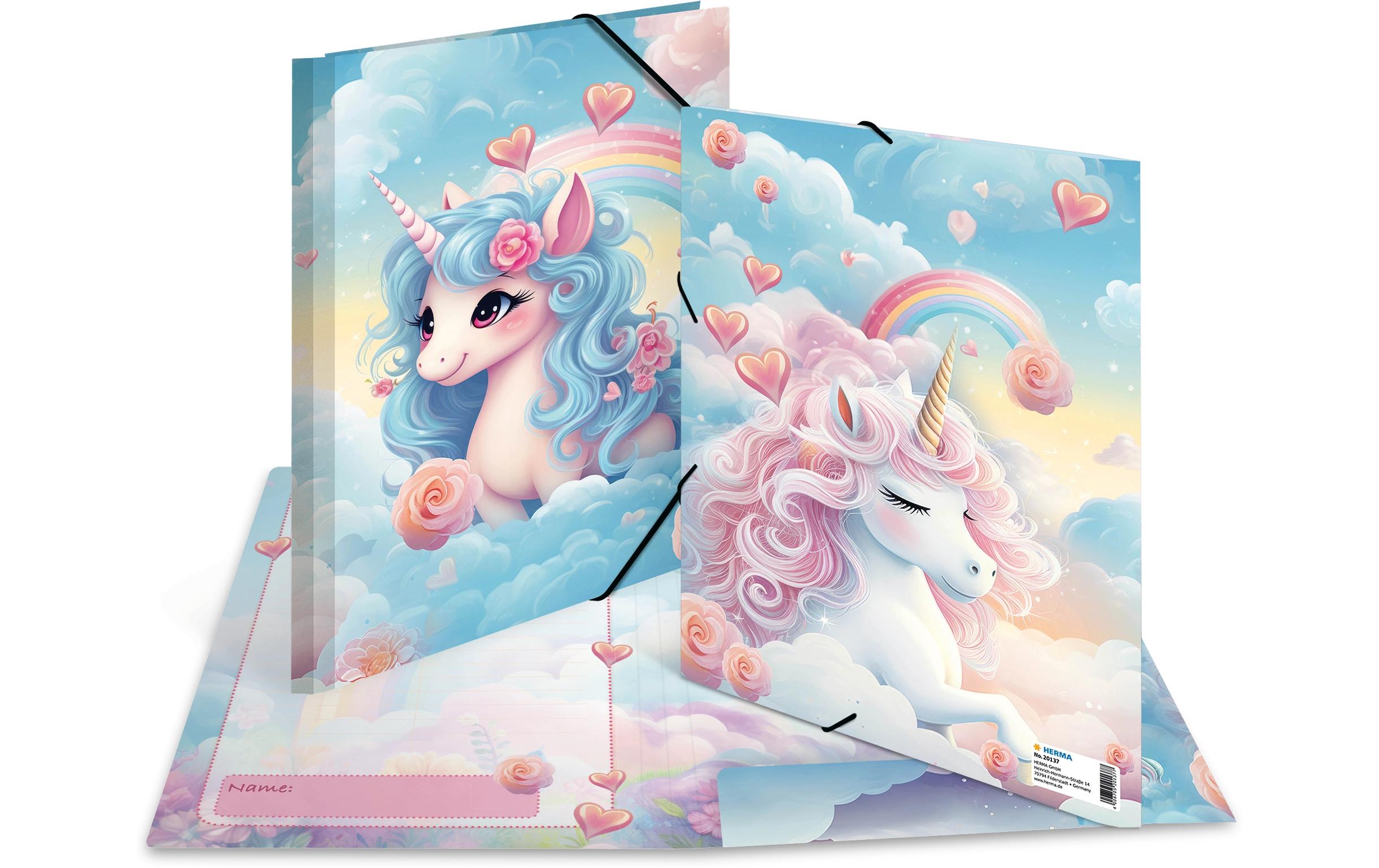HERMA Sammelmappe A4 Karton Happy Unicorns Mehrfarbig