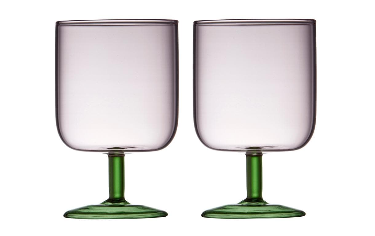 Lyngby Weingläser-Set Torino Pink/Grün, 2 Stück, 30 cl