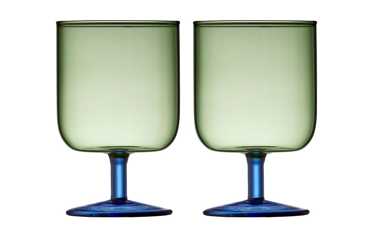 Lyngby Weingläser-Set Torino Grün/Blau, 2 Stück, 30 cl