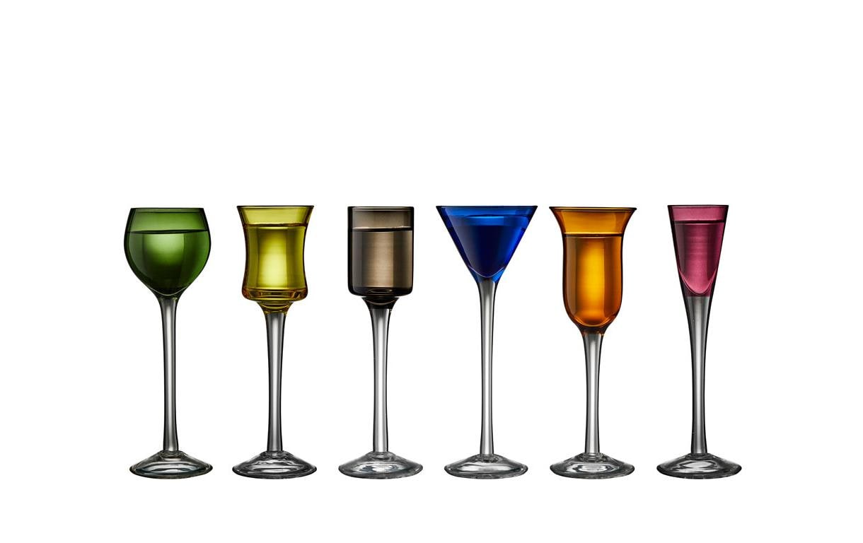Lyngby Schnapsglas Coloured Glas 6 Stück, assortiert