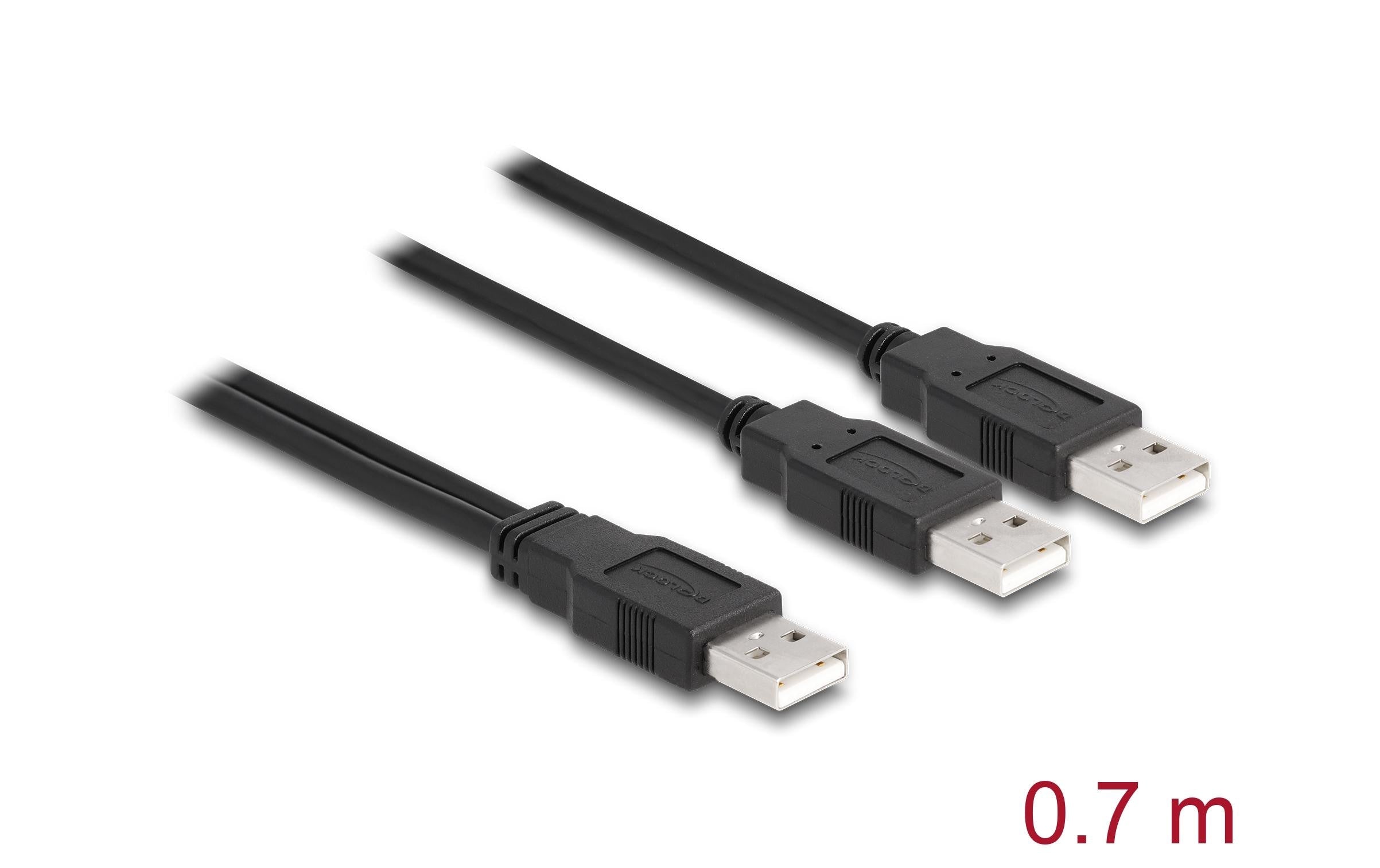 Delock USB 2.0-Y-Kabel Typ-A zu 2 x Typ-A 70 cm USB A - USB A 0.7 m