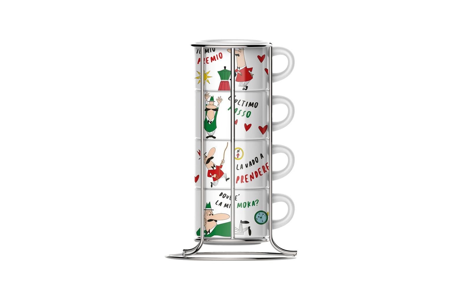 Bialetti Cappuccino Tassen Set 265 ml, 4 Stück, Mehrfarbig
