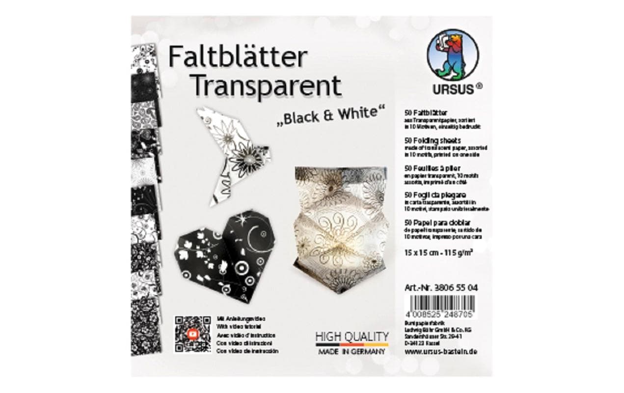 URSUS Faltblätter Black & White 15 x 15 cm, 115 g/m², 50 Blatt