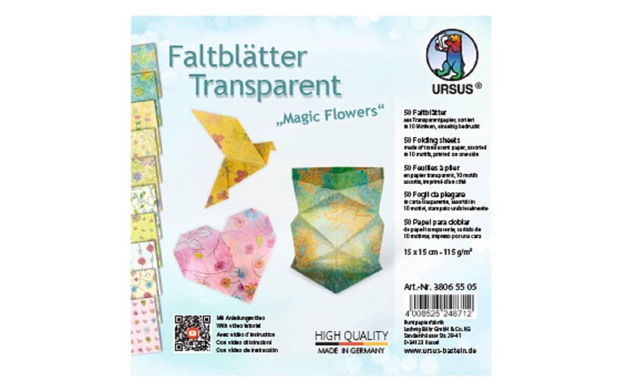 URSUS Faltblätter Magic Flowers 15 x 15 cm, 115 g/m², 50 Blatt