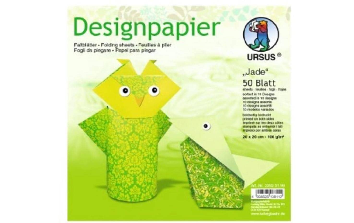 URSUS Faltblätter Origami Jade 20 x 20 cm, 100 g/m², 50 Blatt