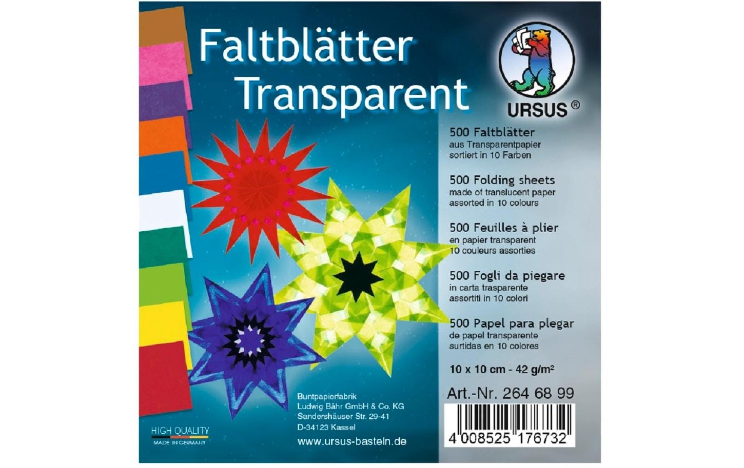 URSUS Faltblätter Origami 10 x 10 cm, 42 g/m², 500 Blatt