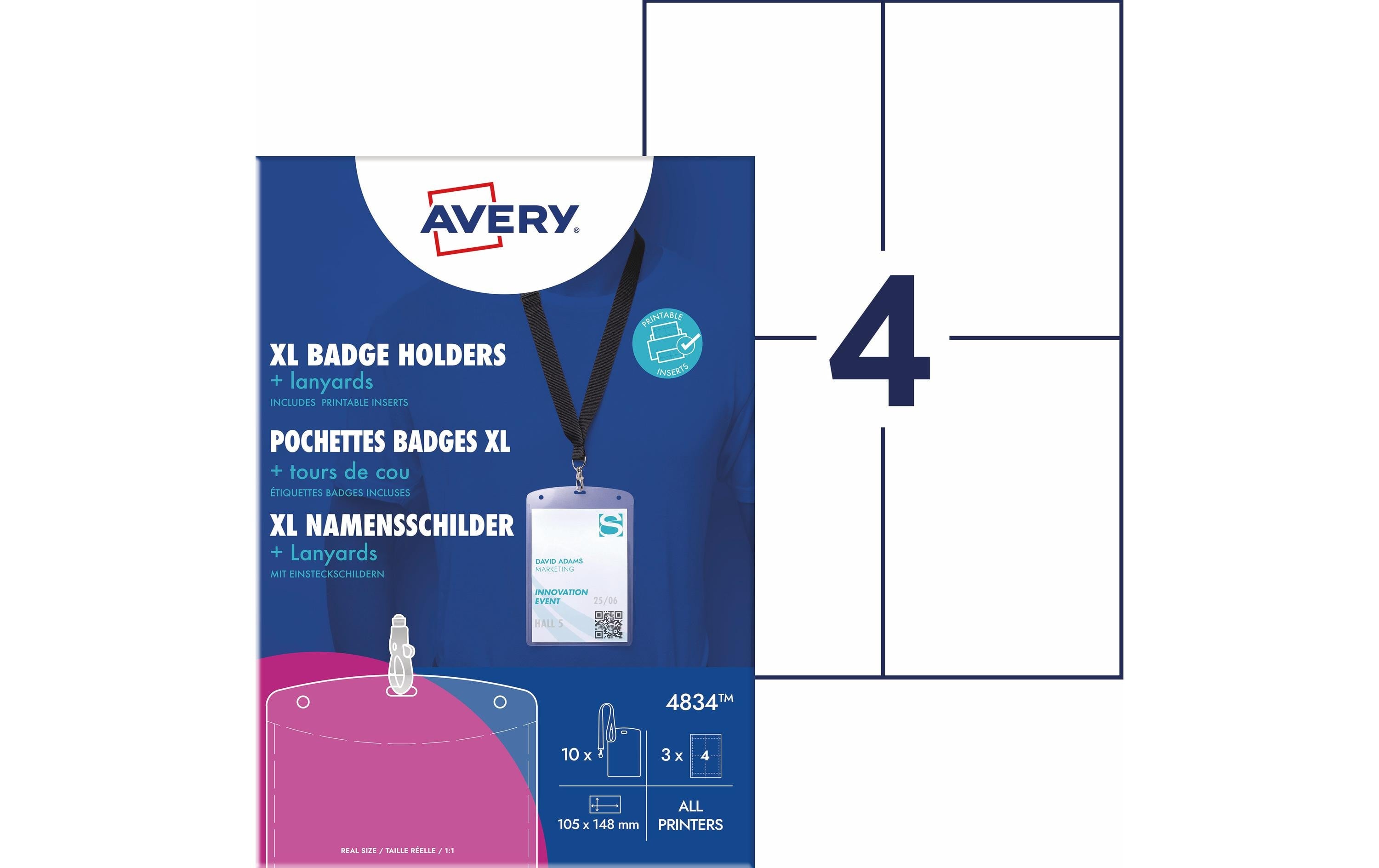 Avery Zweckform Namensschild mit Textilband 148 x 105 mm, 10 Stück