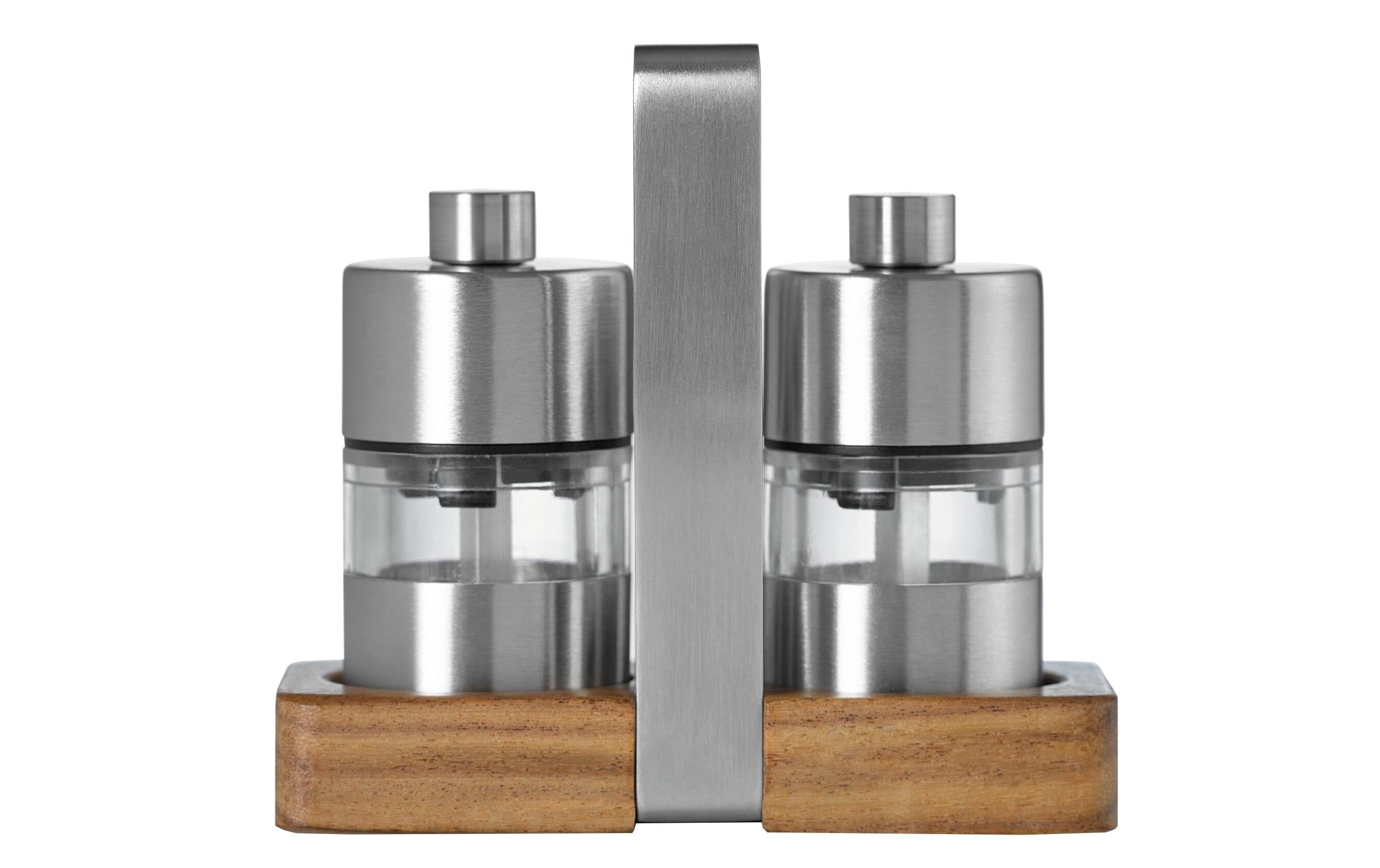 AdHoc Salz- und Pfeffermühle Menage Minimill 5 cm, Braun/Silber