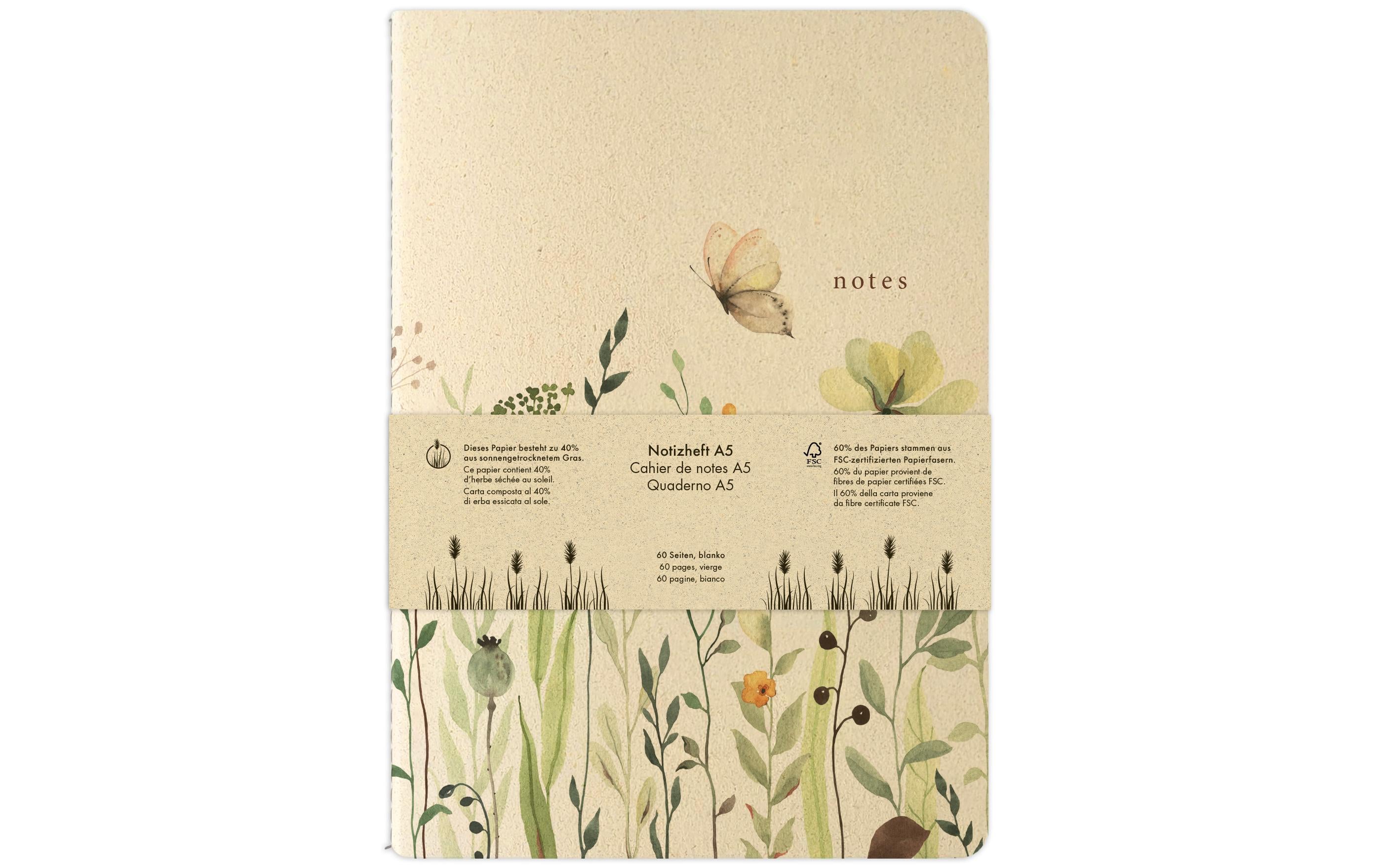 Natur Verlag Notizheft Blumenwiese 14.8 x 21 cm, Blanko