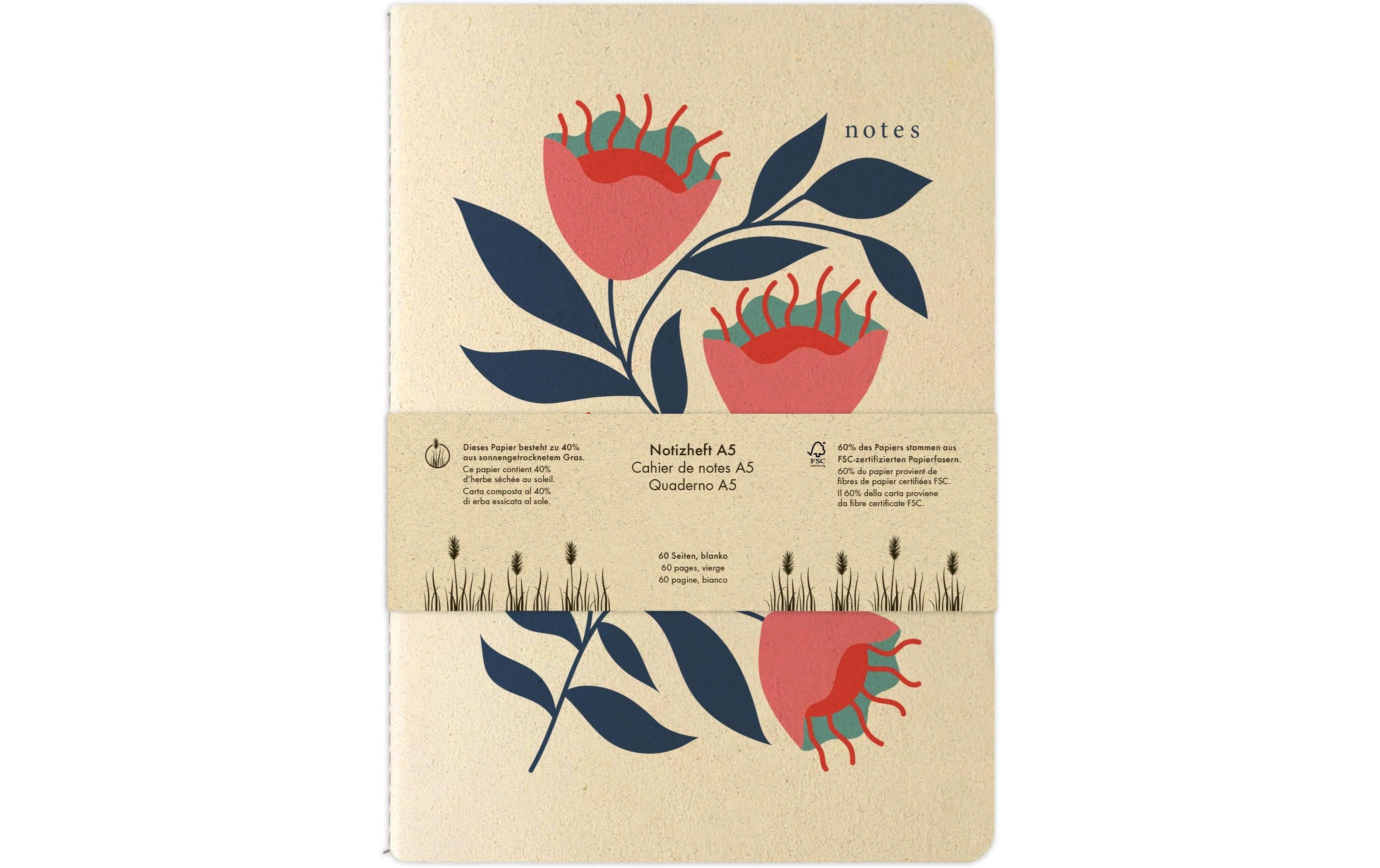 Natur Verlag Notizheft Blaue Blume 14.8 x 21 cm, Blanko