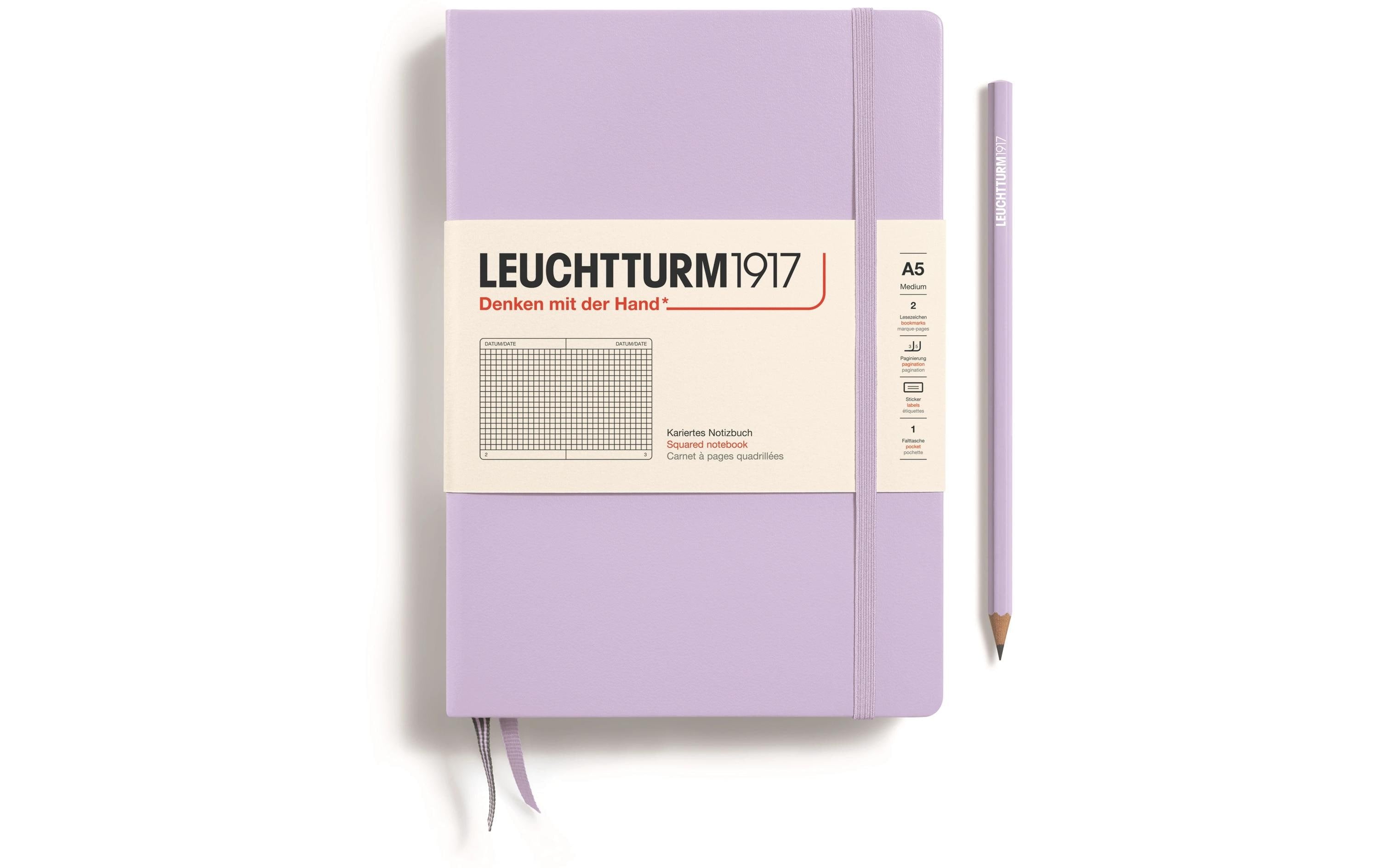 Leuchtturm Notizbuch Medium A5, Kariert, Lila