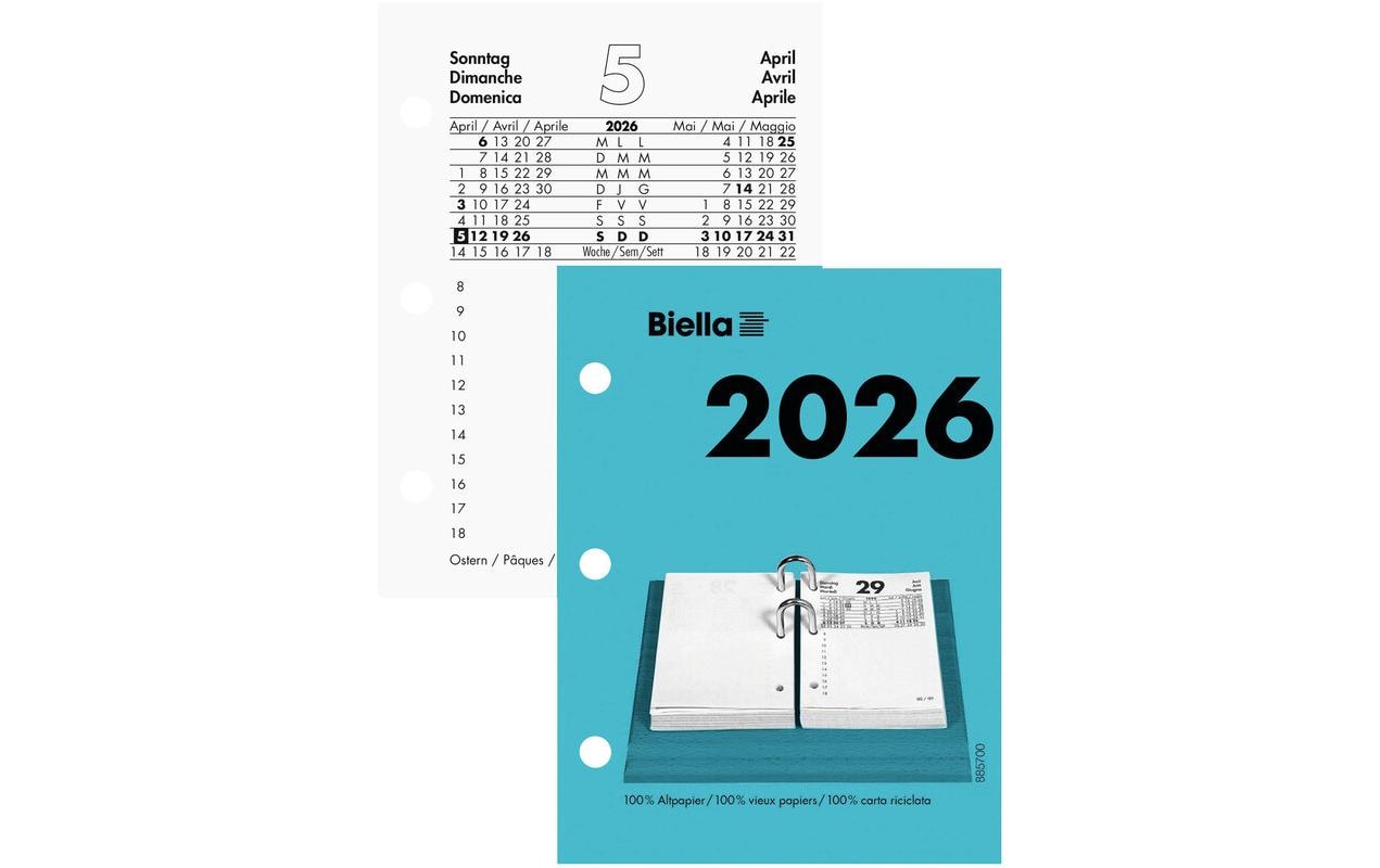 Biella Taschenkalender Umlegeblock gelocht, klein, 1 Tag pro Seite
