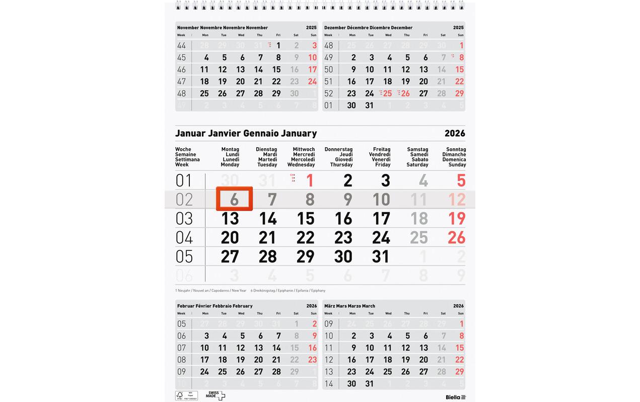 Biella 5-Monats-Kalender 31 x 40 cm