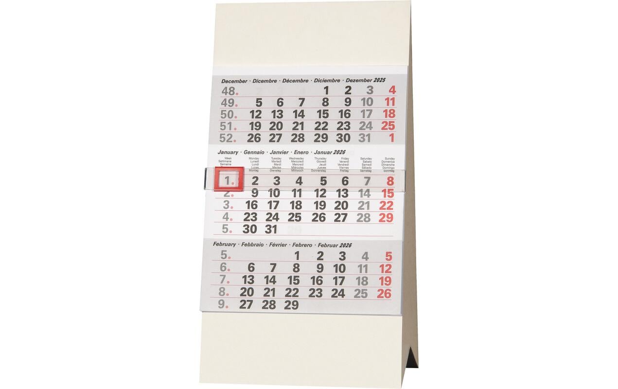 Biella Pultkalender 2026 3M/1S, 9.7 x 12 cm