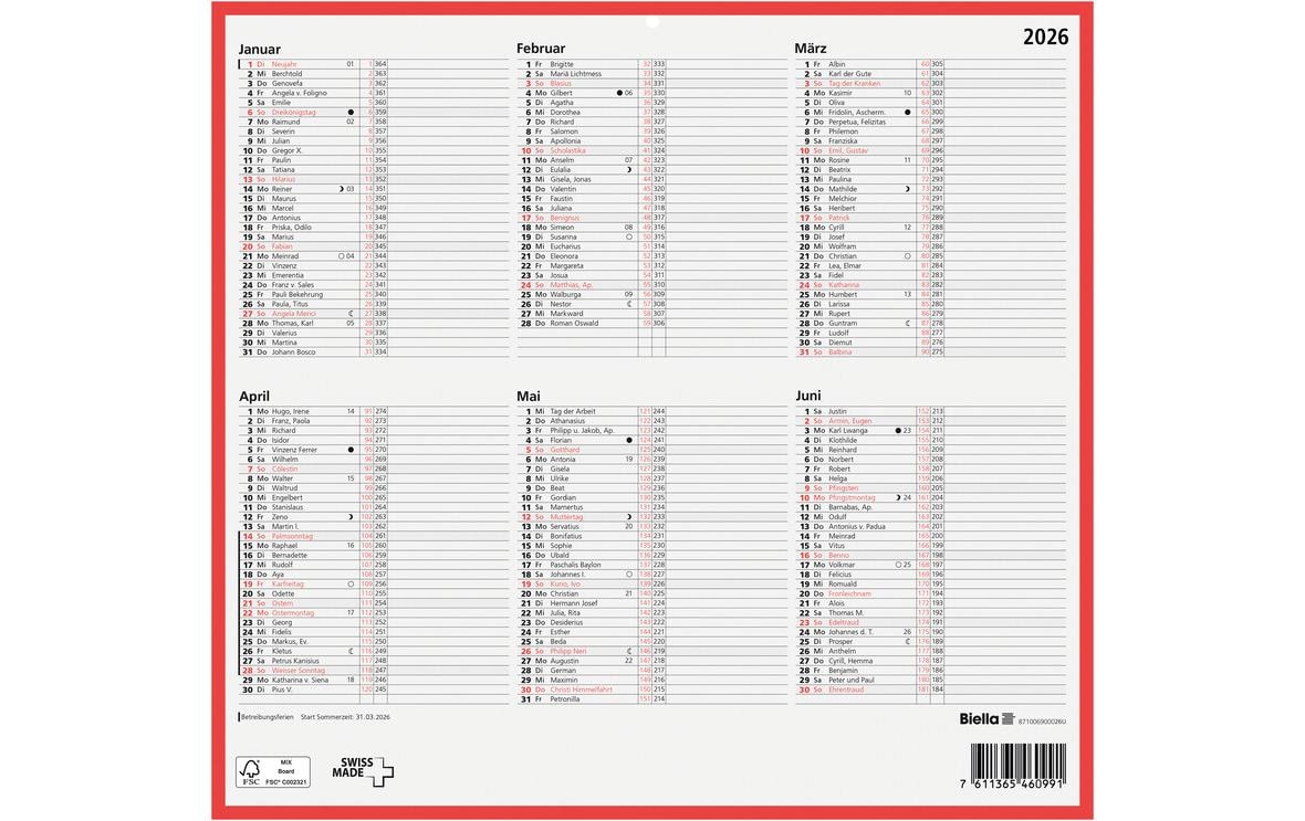 Biella Tafelkalender D, 32 x 29.7 cm