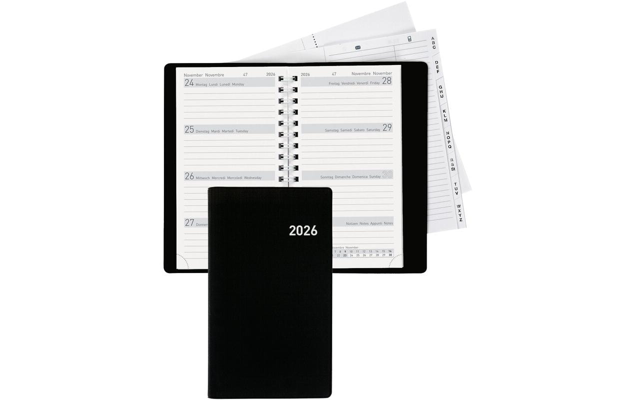 Biella Tagesagenda  Bruxelles Wire-O Schwarz, 8.5 x 15.3 cm