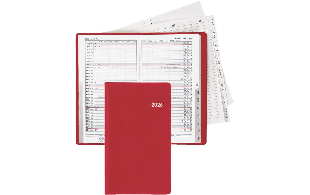 Biella Taschenagenda Planer Luzern Weinrot, 8.7 x 15.3 cm
