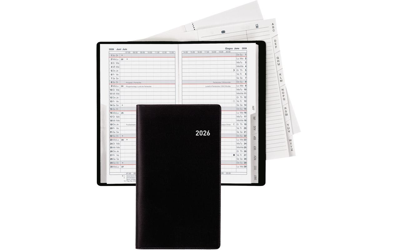 Biella Taschenagenda Planer Luzern Schwarz, 8.7 x 15.3 cm
