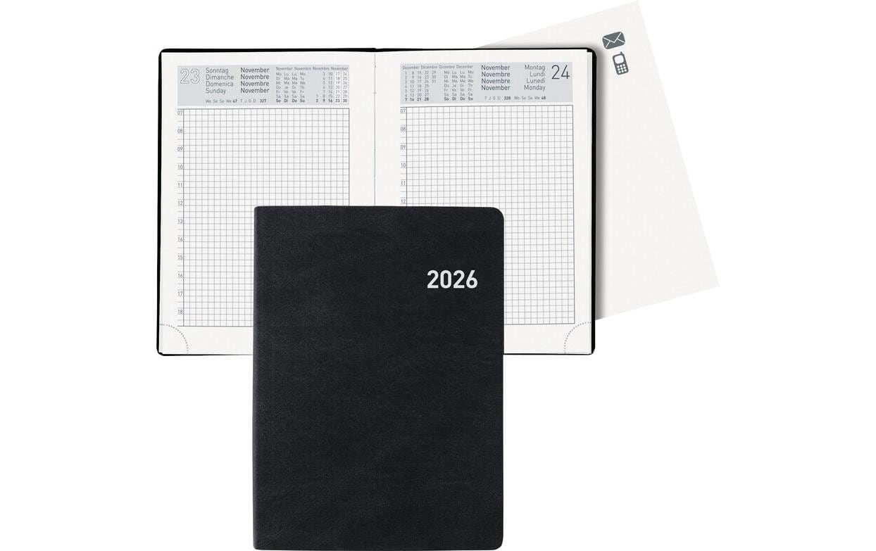Biella Taschenagenda Technikus Schwarz, 10.1 x 14.2 cm