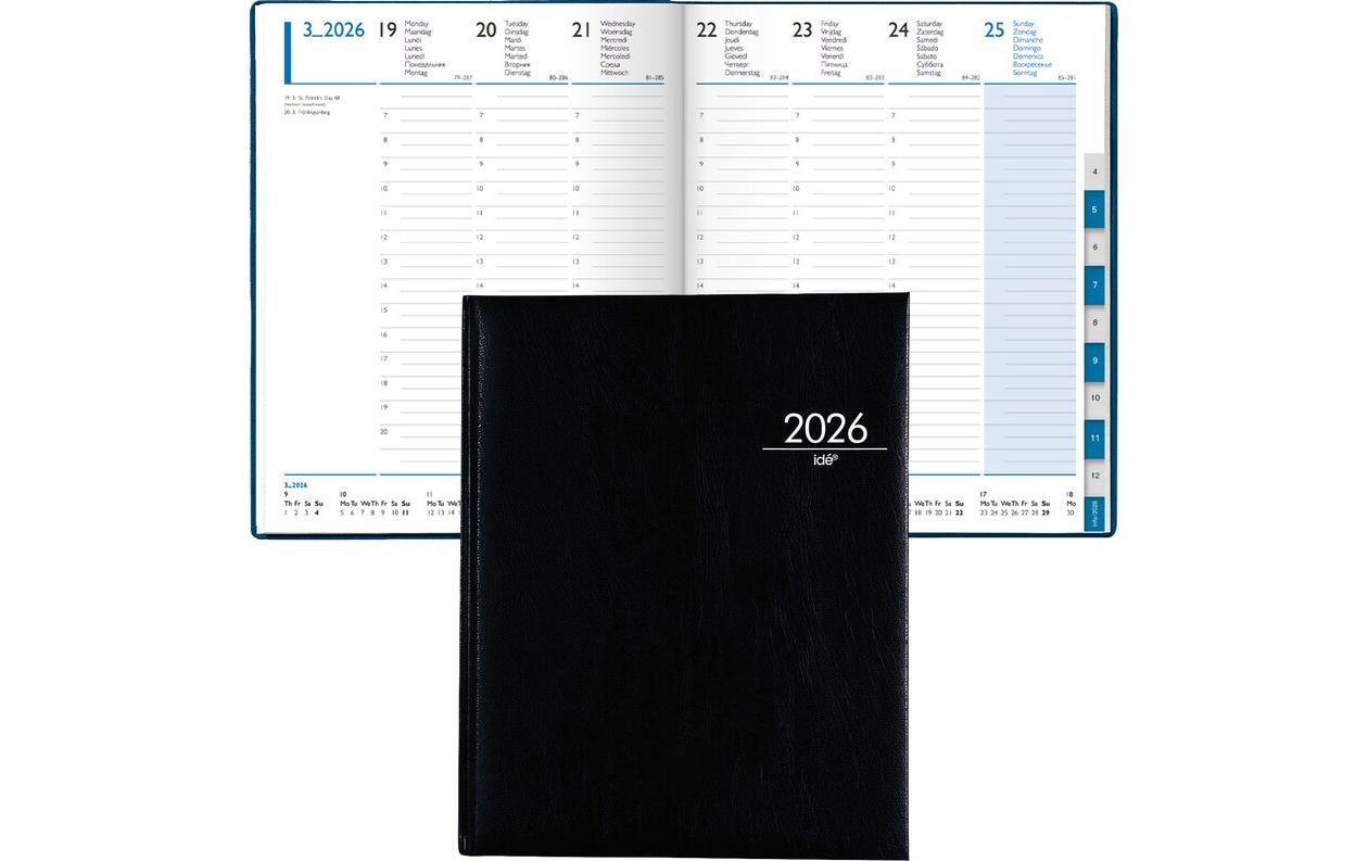 Simplex Wochenagenda 21 x 26 cm, 2026, Schwarz