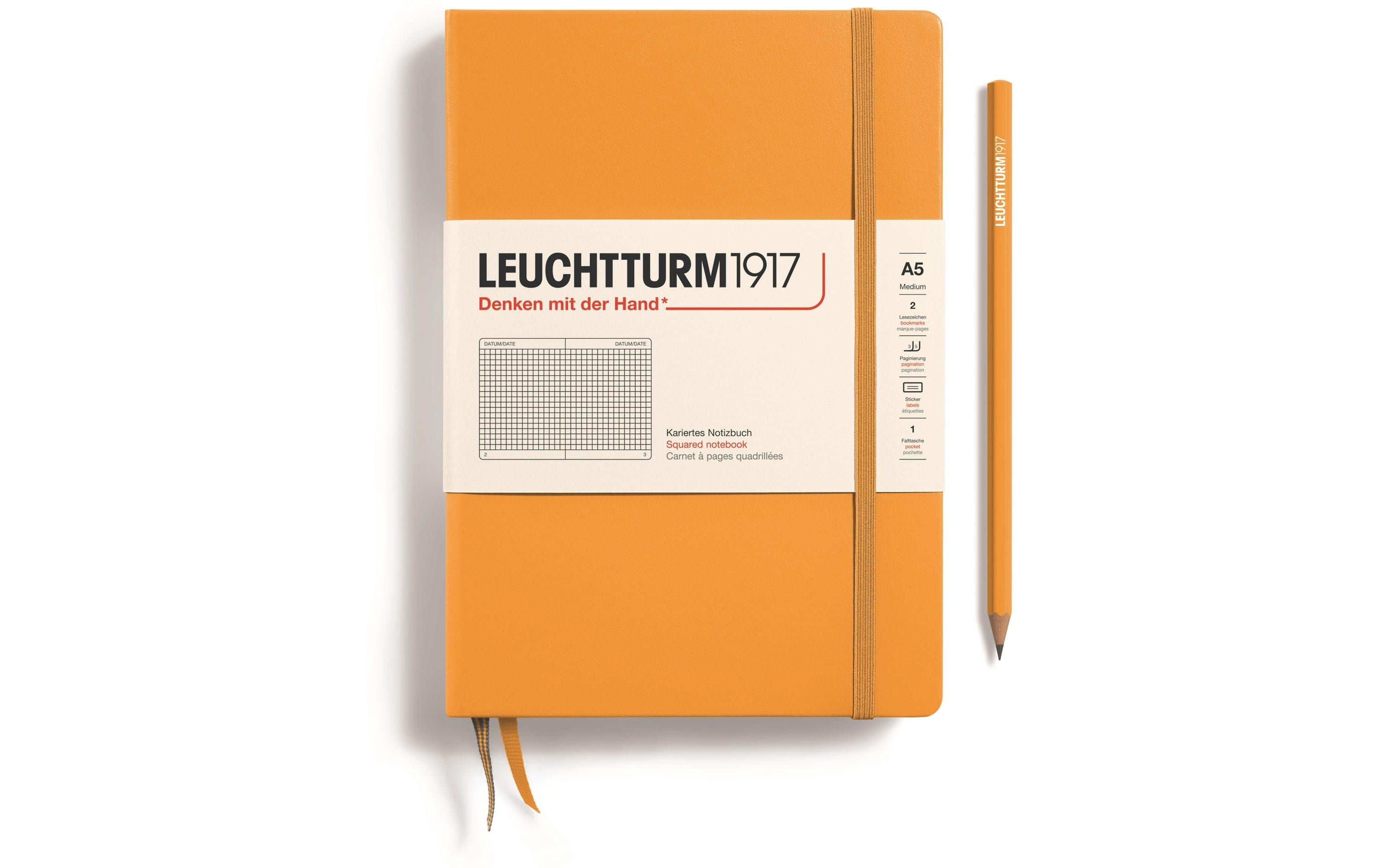 Leuchtturm Notizbuch Medium A5, Kariert, Orange