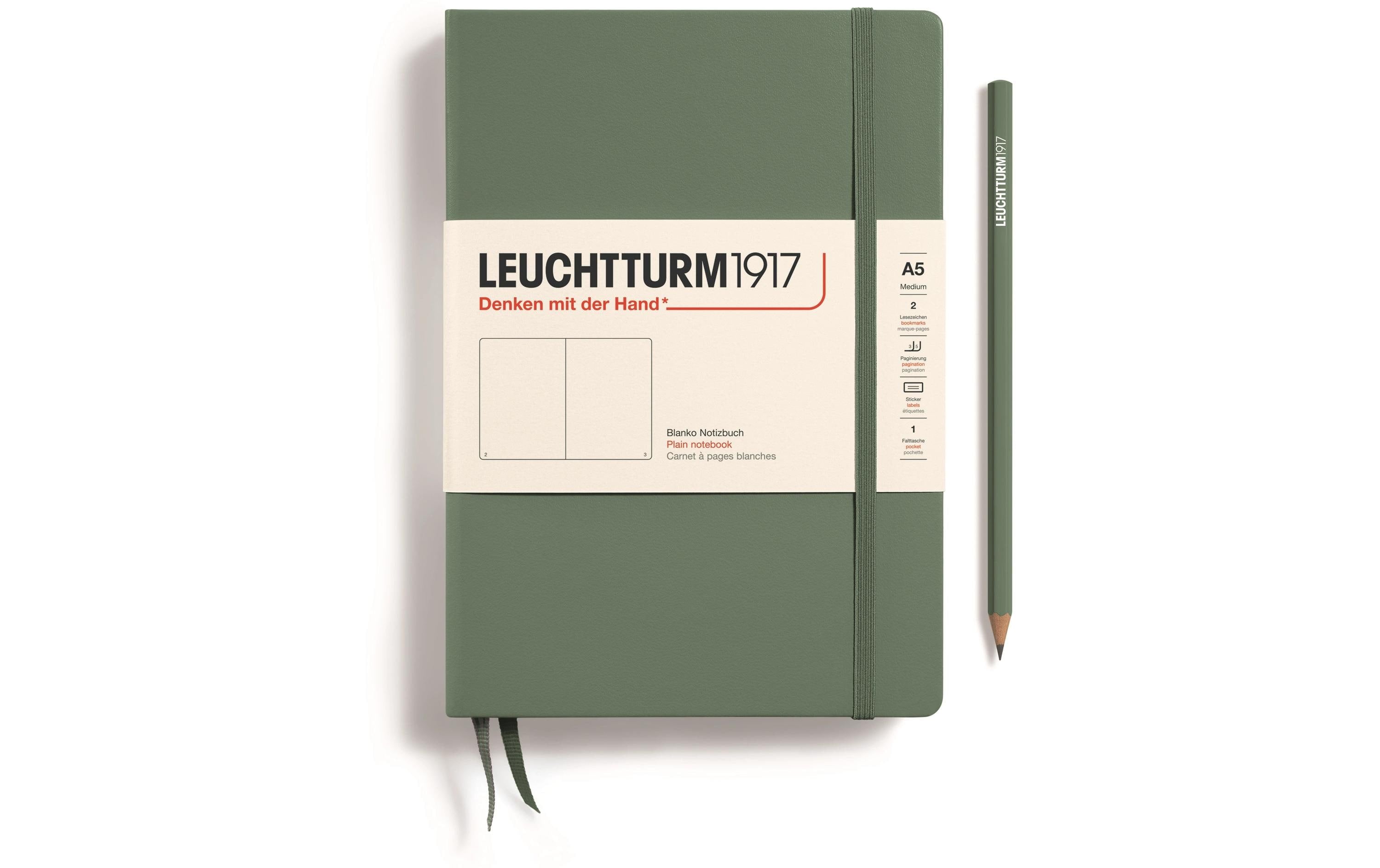 Leuchtturm Notizbuch Medium A5, Blanko, Olivgrün