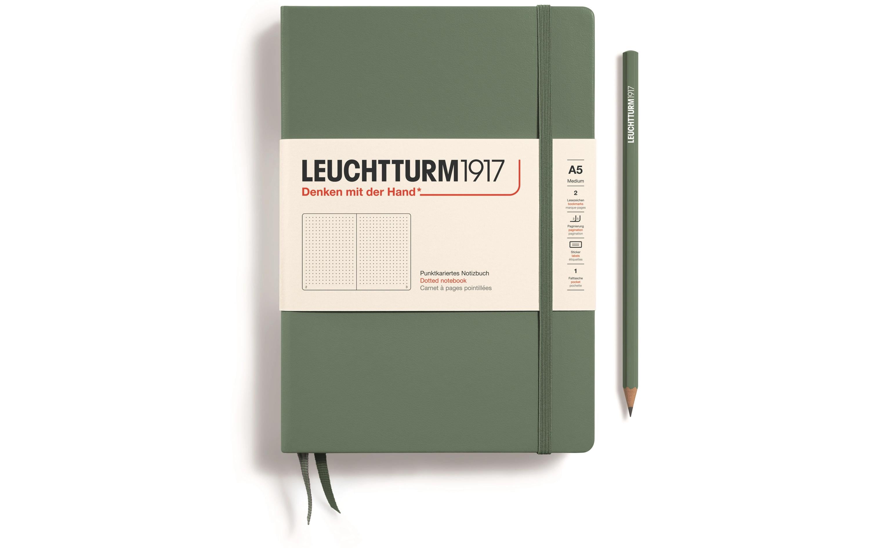Leuchtturm Notizbuch Medium A5, Dot, Olivgrün