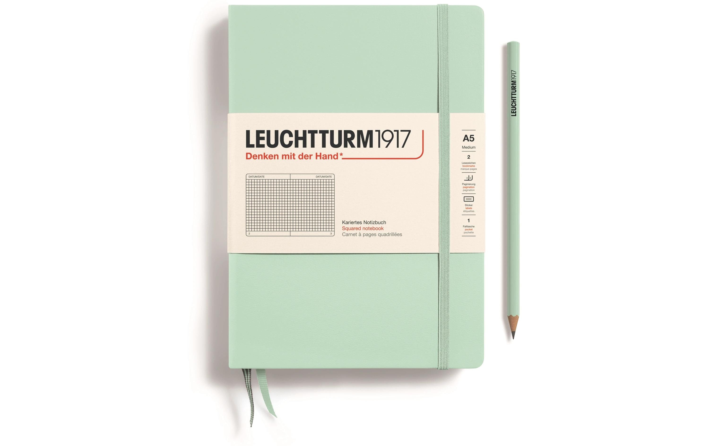 Leuchtturm Notizbuch Medium A5, Kariert, Mint