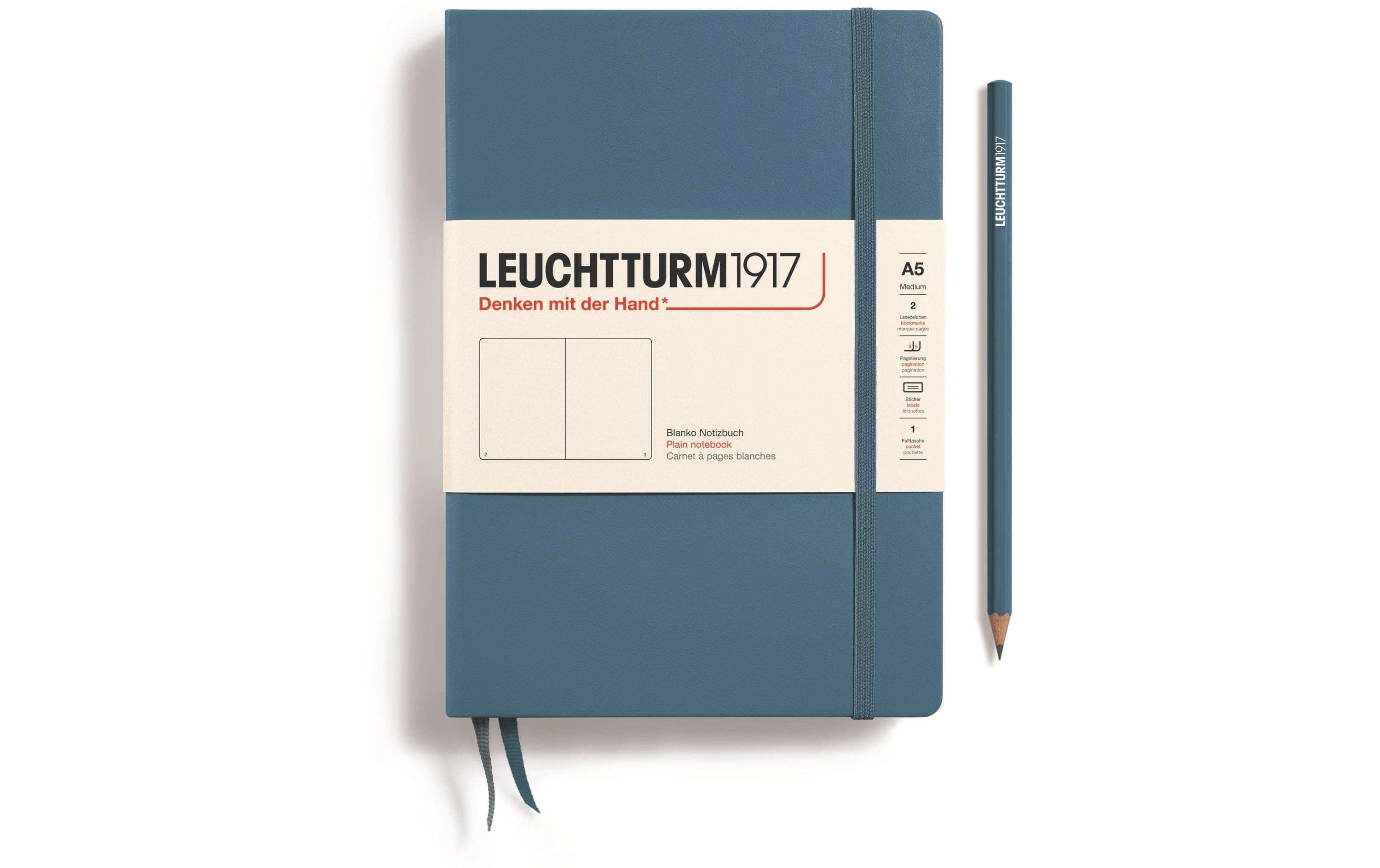 Leuchtturm Notizbuch Medium A5, Blanko, Blau