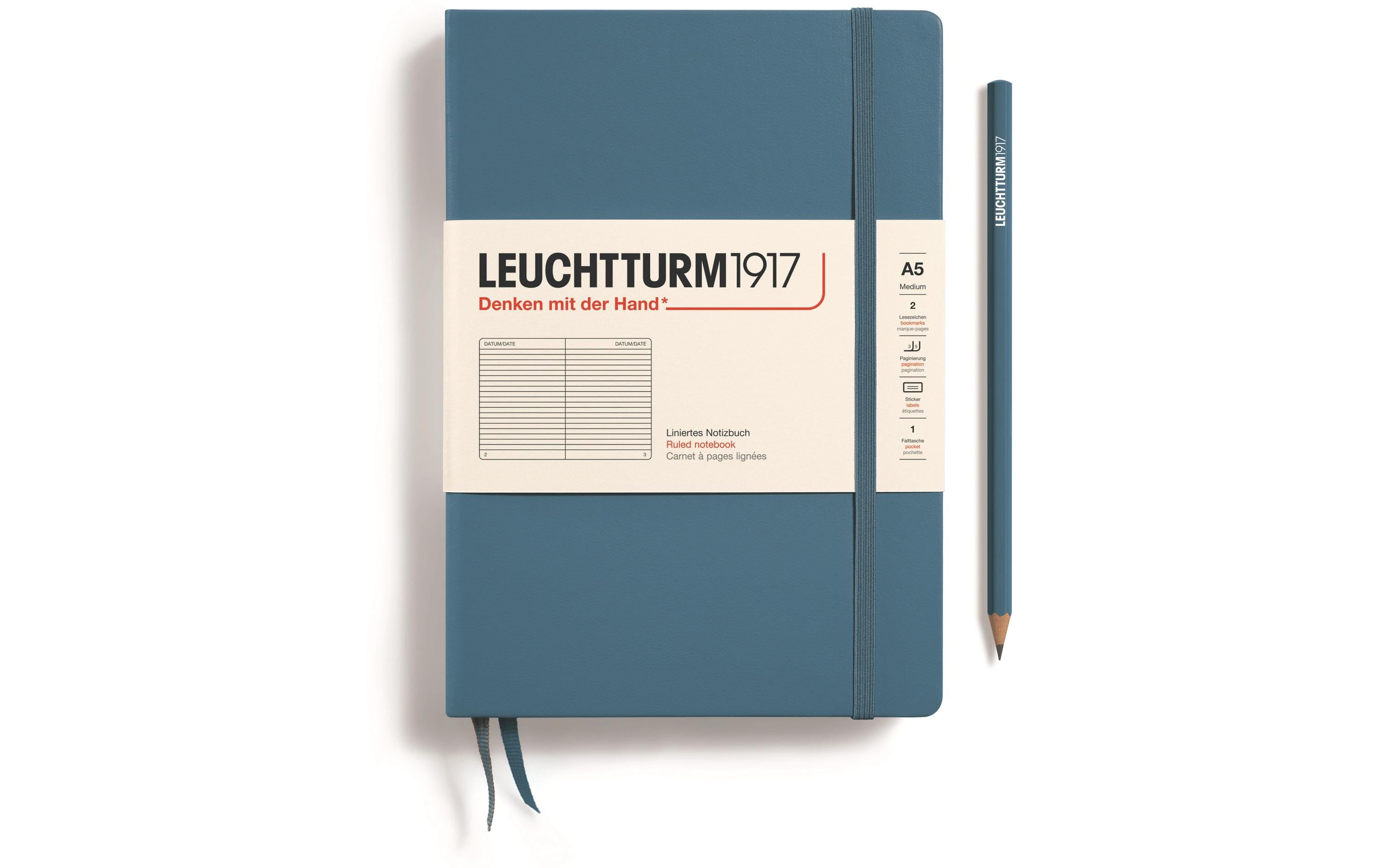 Leuchtturm Notizbuch Medium A5, Liniert, Blau