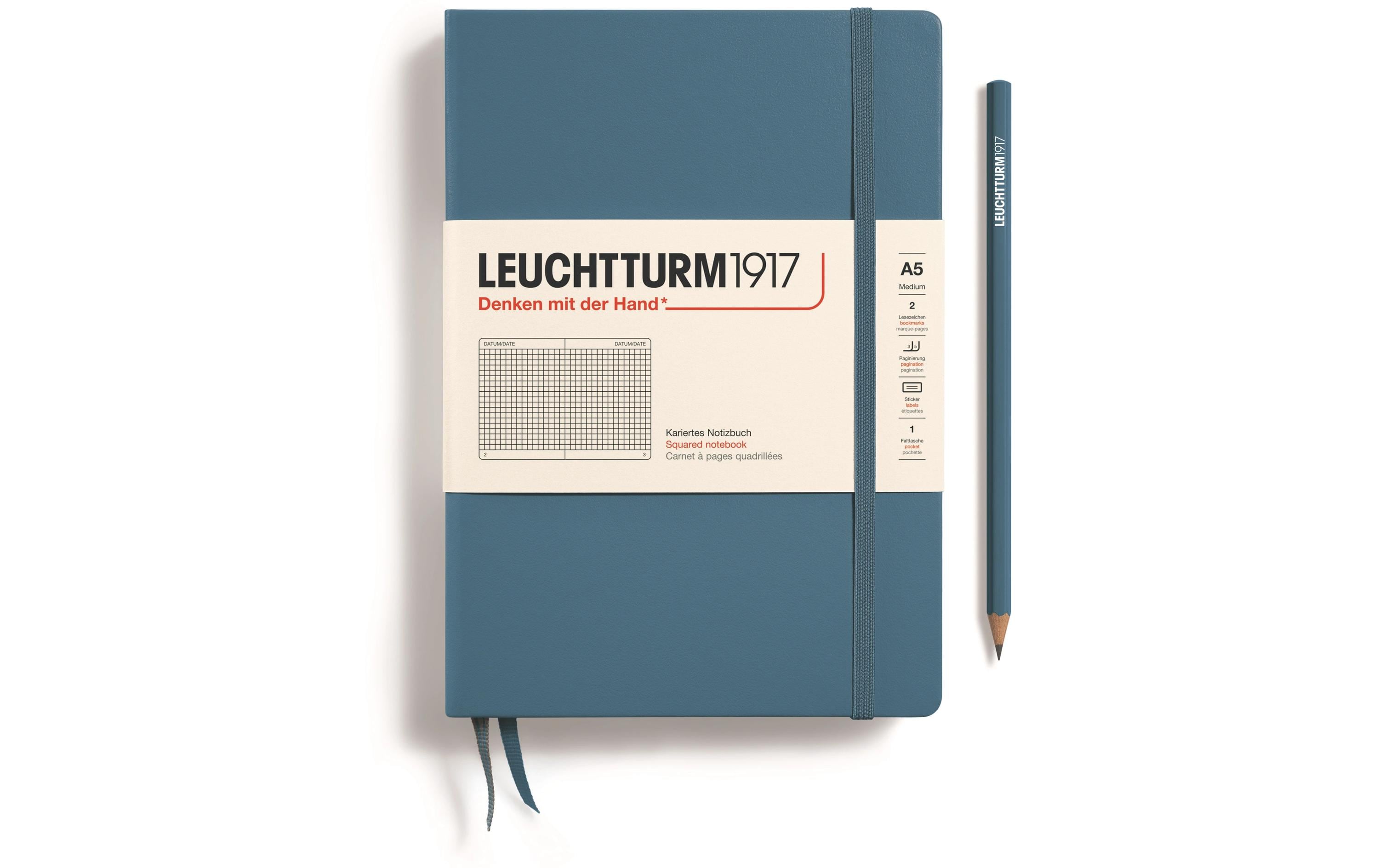 Leuchtturm Notizbuch Medium A5, Kariert, Blau