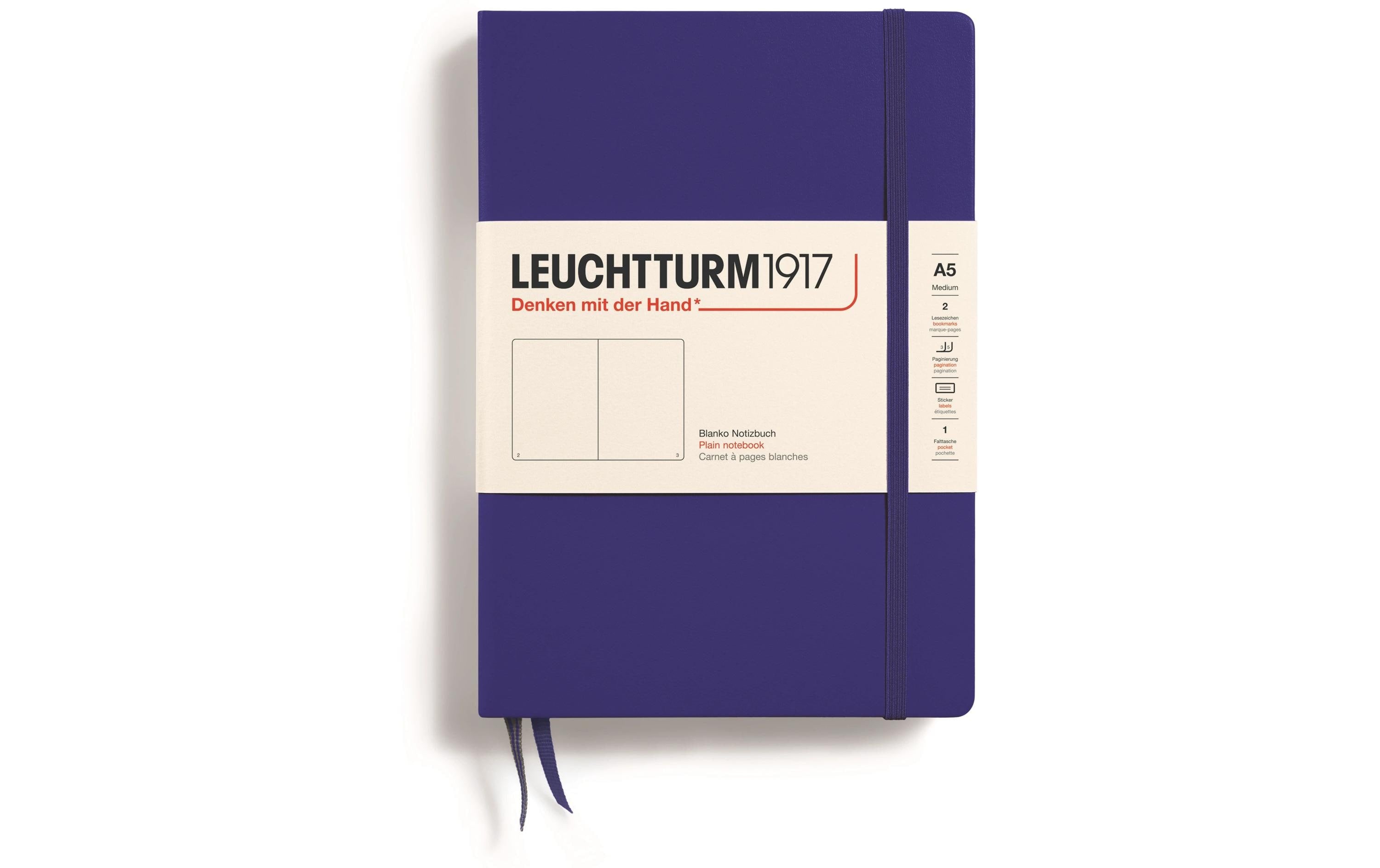 Leuchtturm Notizbuch Medium A5, Blanko, Dunkelblau