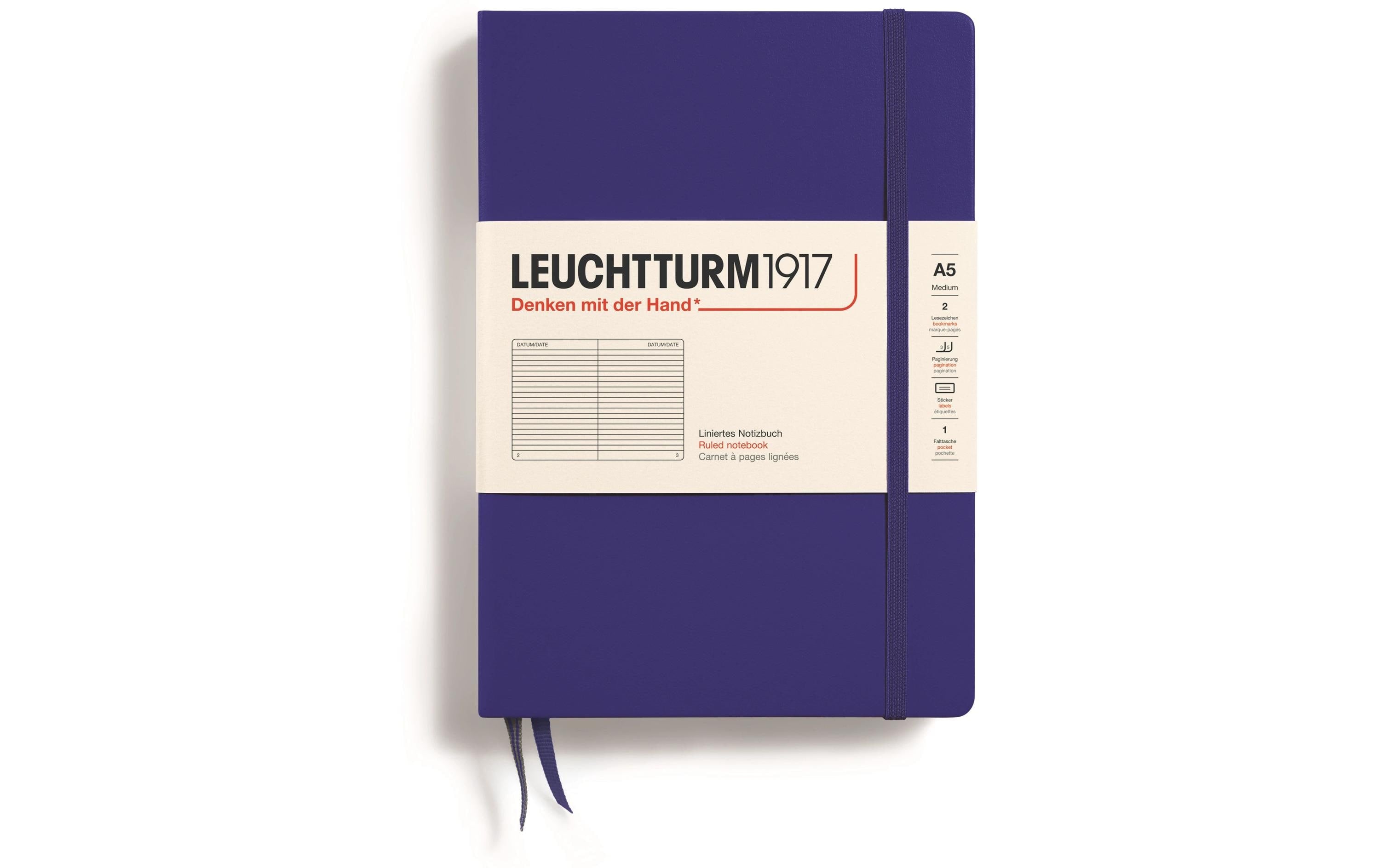 Leuchtturm Notizbuch Medium A5, Liniert, Dunkelblau